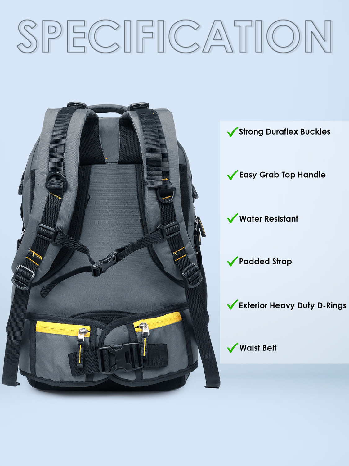 Image of WESLEY Zeal Multipurpose bag with Shoe Compartment /Raincover College travel backpack 50 L Laptop Backpack