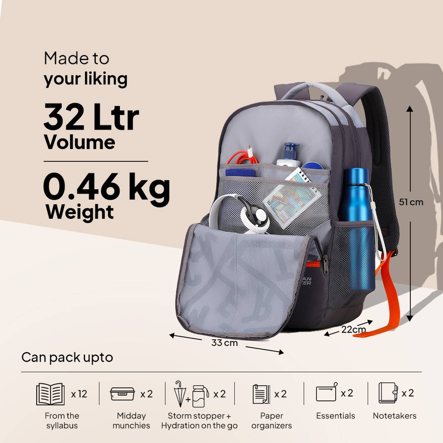 american tourister 32 ltrs grey laptop backpack AMERICAN TOURISTER Fizz Sch Bag 32 L Backpack Grey - Price in India