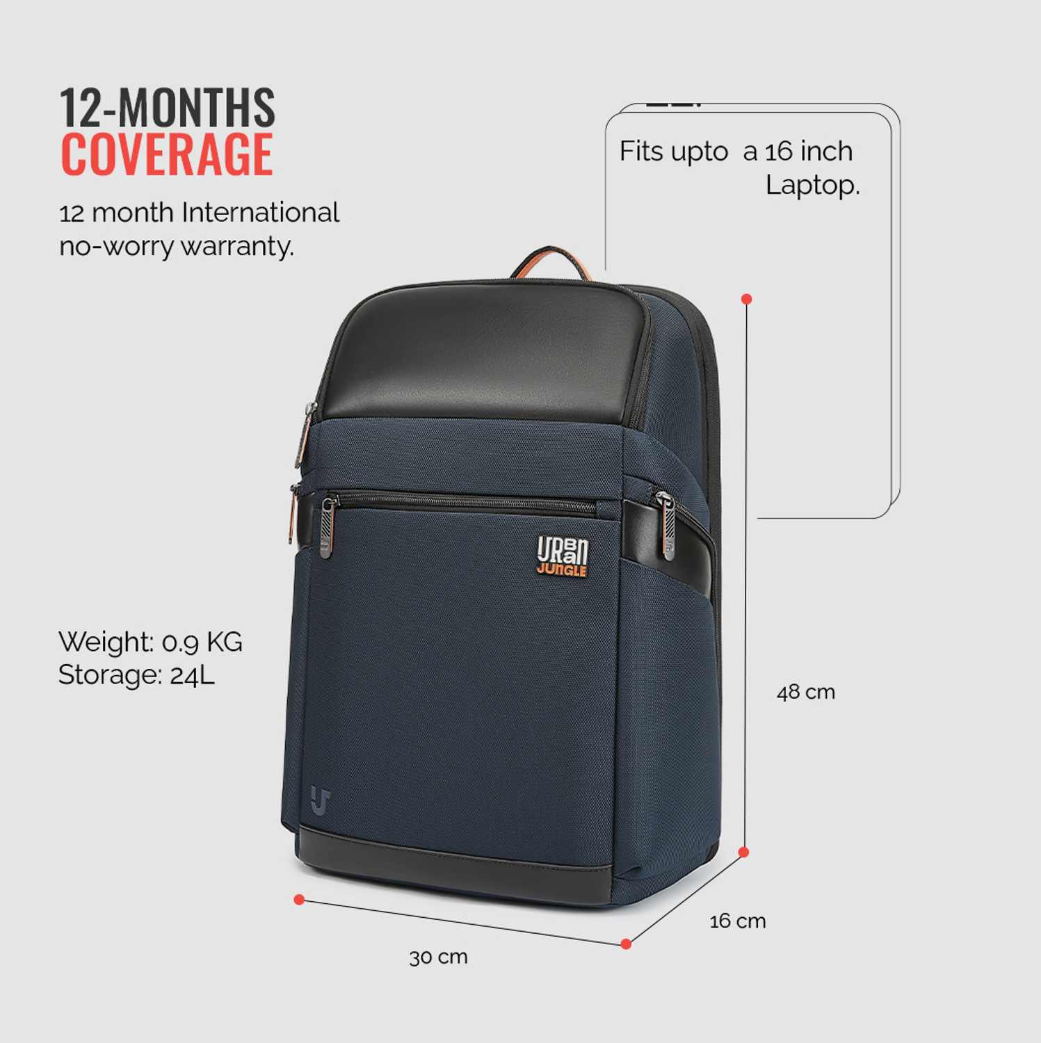 Image of Urban Jungle Layover Workpack, Water Resistant, Premium Polyester Laptop Backpack- Blue 24 L Laptop Backpack