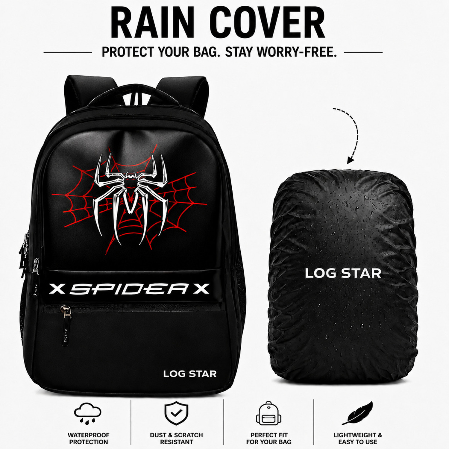 Image of Log-Star 35L spider print bag for girls and boys 35 L Laptop Backpack