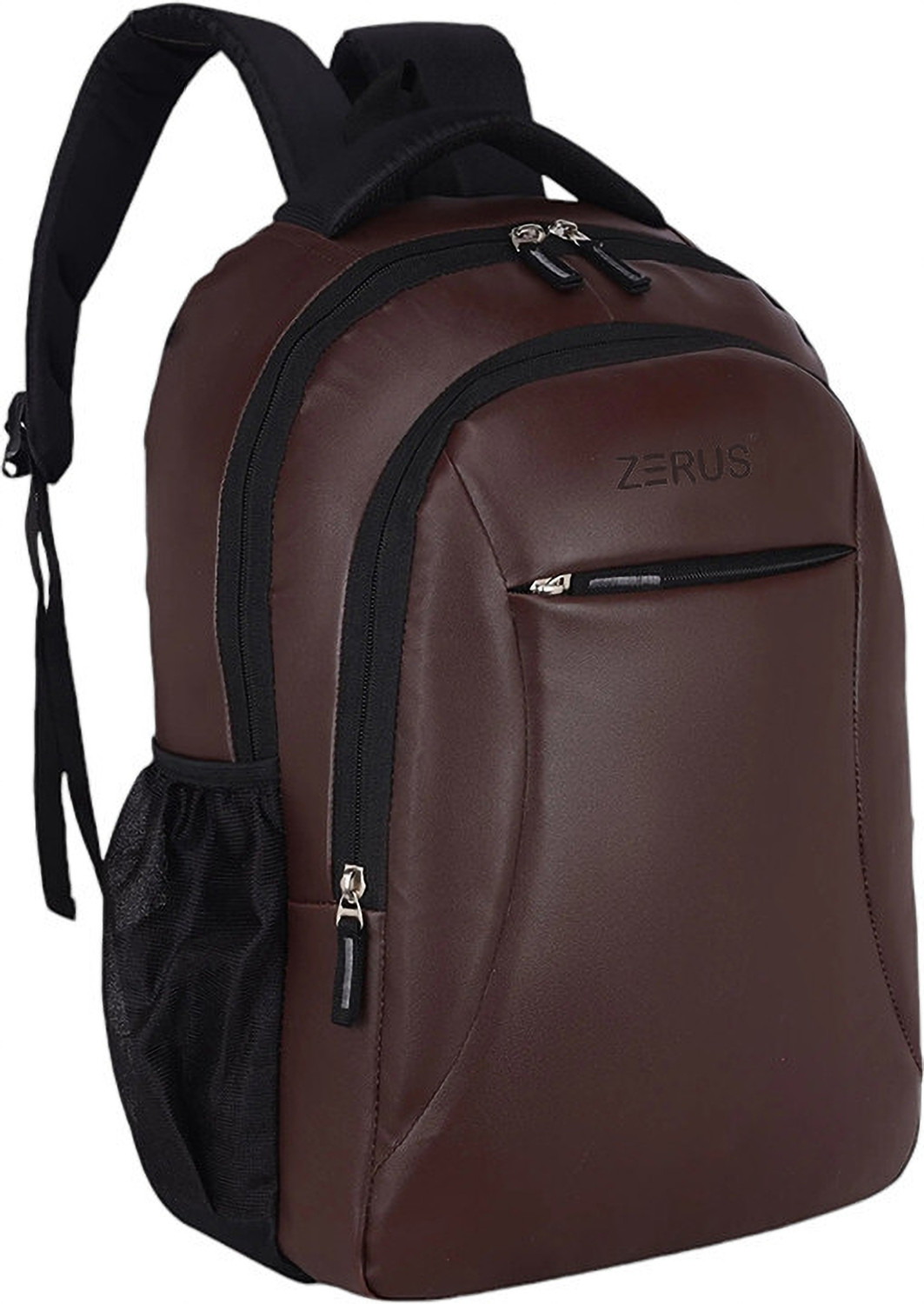 Image of ZERUS Medium 30 L Laptop Backpack for Men Women Pu Leather School Office College Bag (Brown)