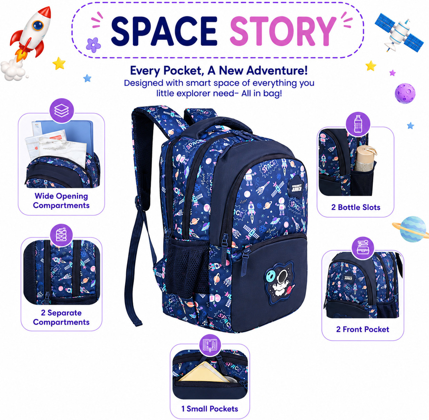 Image of Priority Kids School Bag Lightweight, Durable & Organized |Primary (2-4) 28 L Backpack