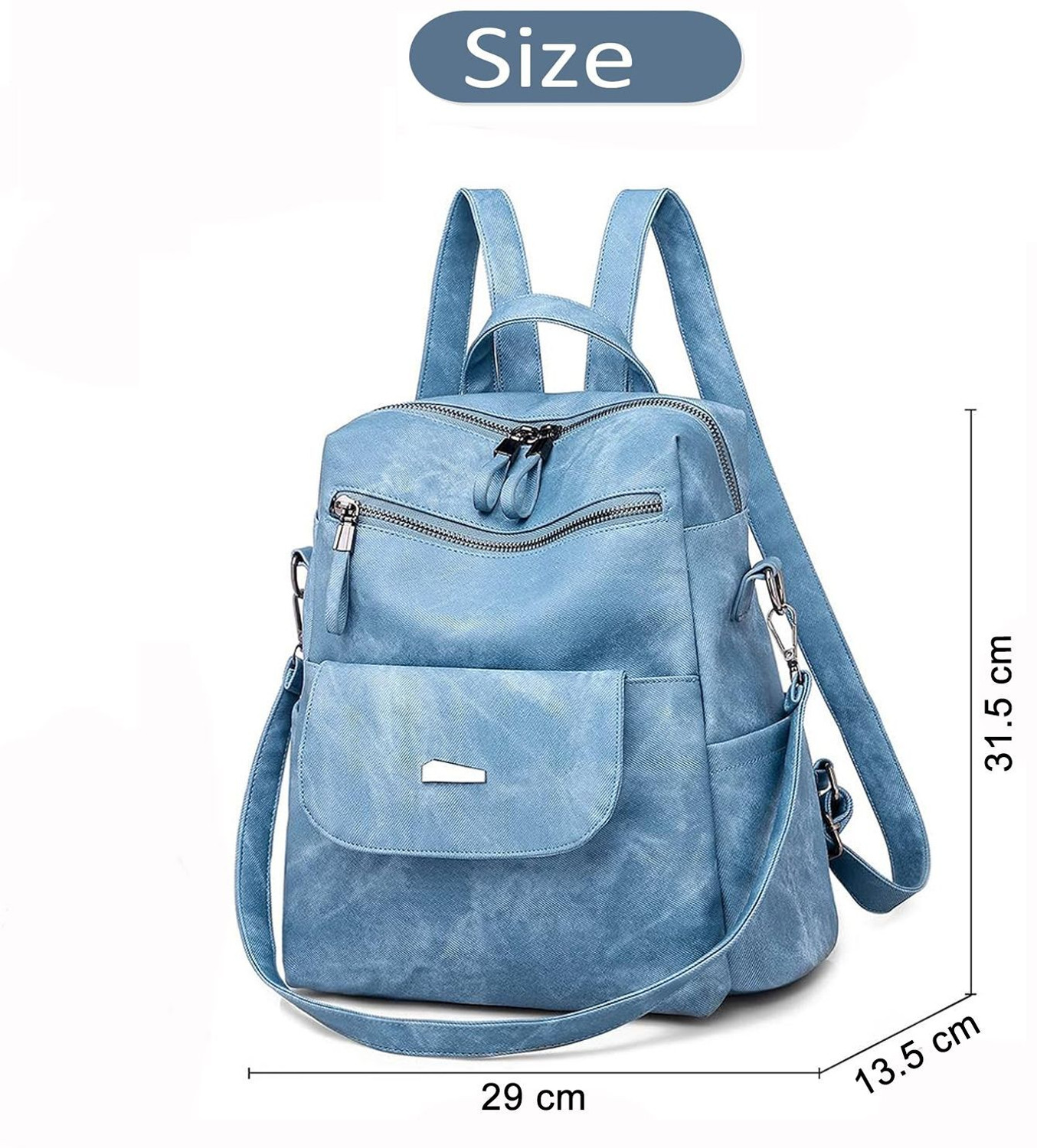 Image of Inovera Backpack for Women,Girls-Faux Leather Travel Shoulder Backpacks For Ladies(Blue) 3 L Backpack