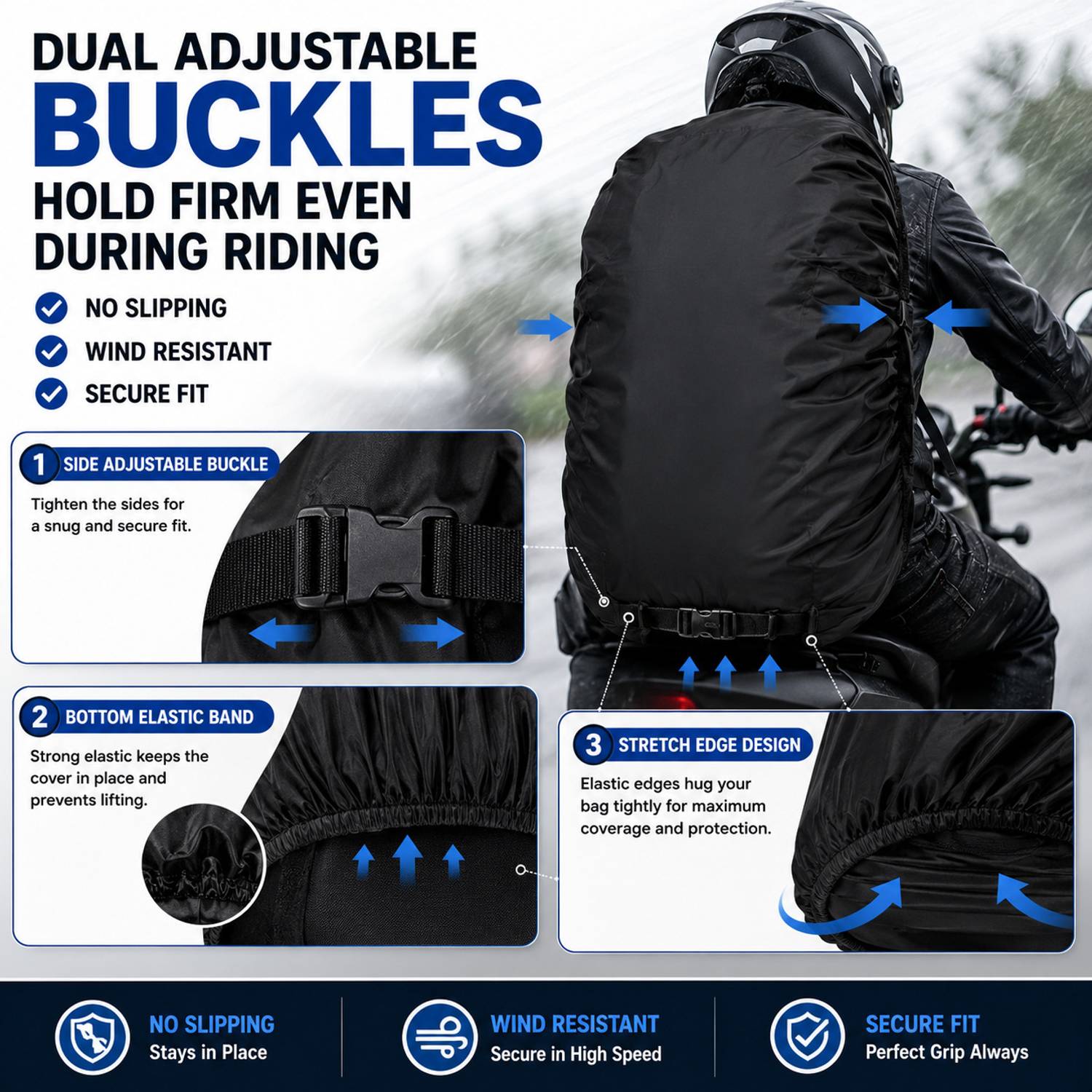 rain proof cover for the backpack while riding a motorcycle Saddlebag Covers Armored By Design LAMA 2 Pack Waterproof Rain