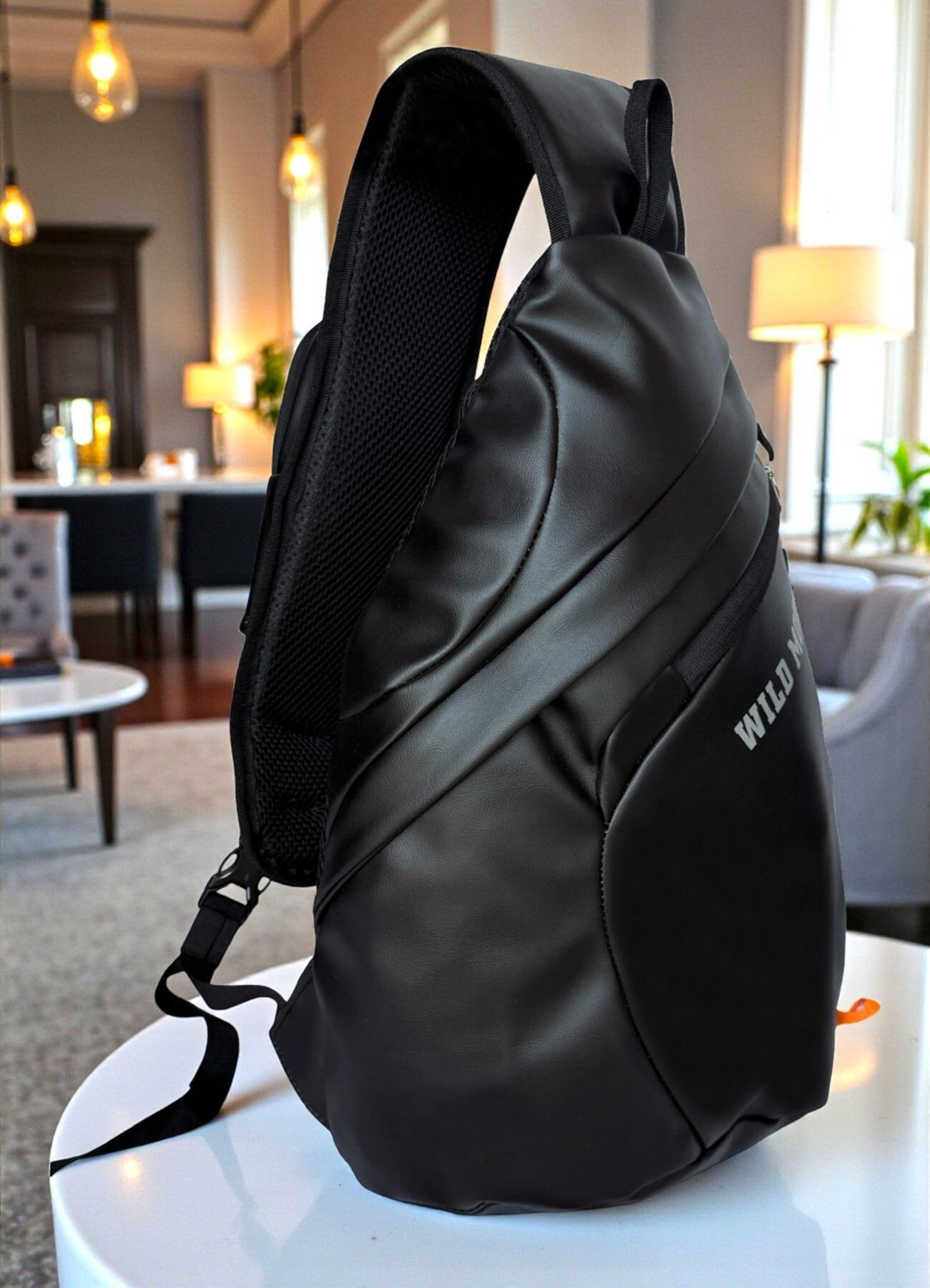 Image of Wildmoda Premium Faux Leather Cross Body Backpack for Travel, College, Tuition etc. Waterproof Backpack