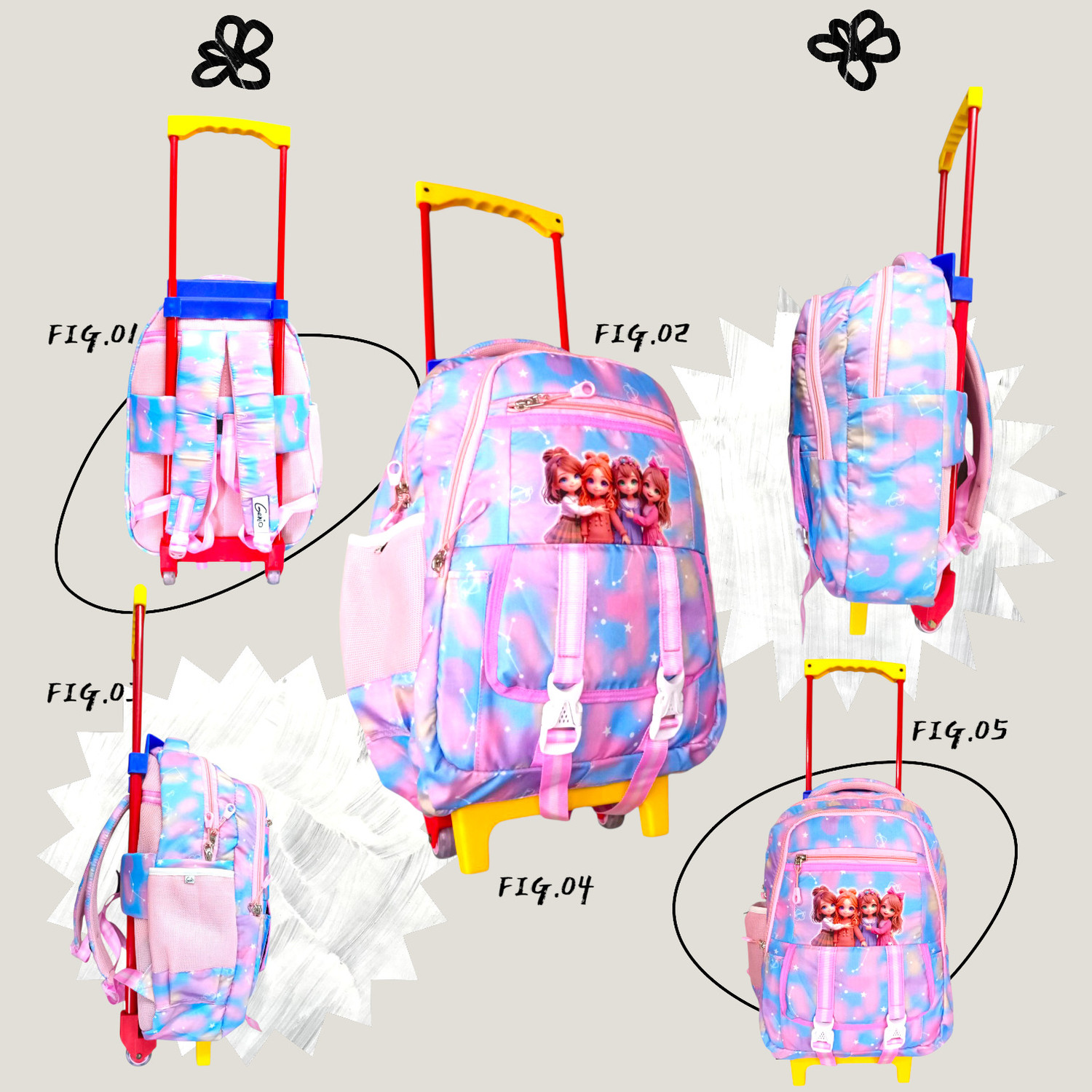 Image of Genio BARBLE School Kids Trolly Bag - 18 In- Queen UNIQ RAINBOW Waterproof (40 L ) Waterproof Trolley