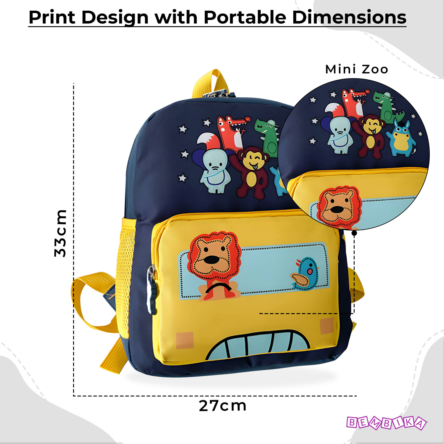 Image of Bembika Kindergarten Cute Cartoon Kids School Bag for Boys and Girls, Toddler- Yellow School Bag