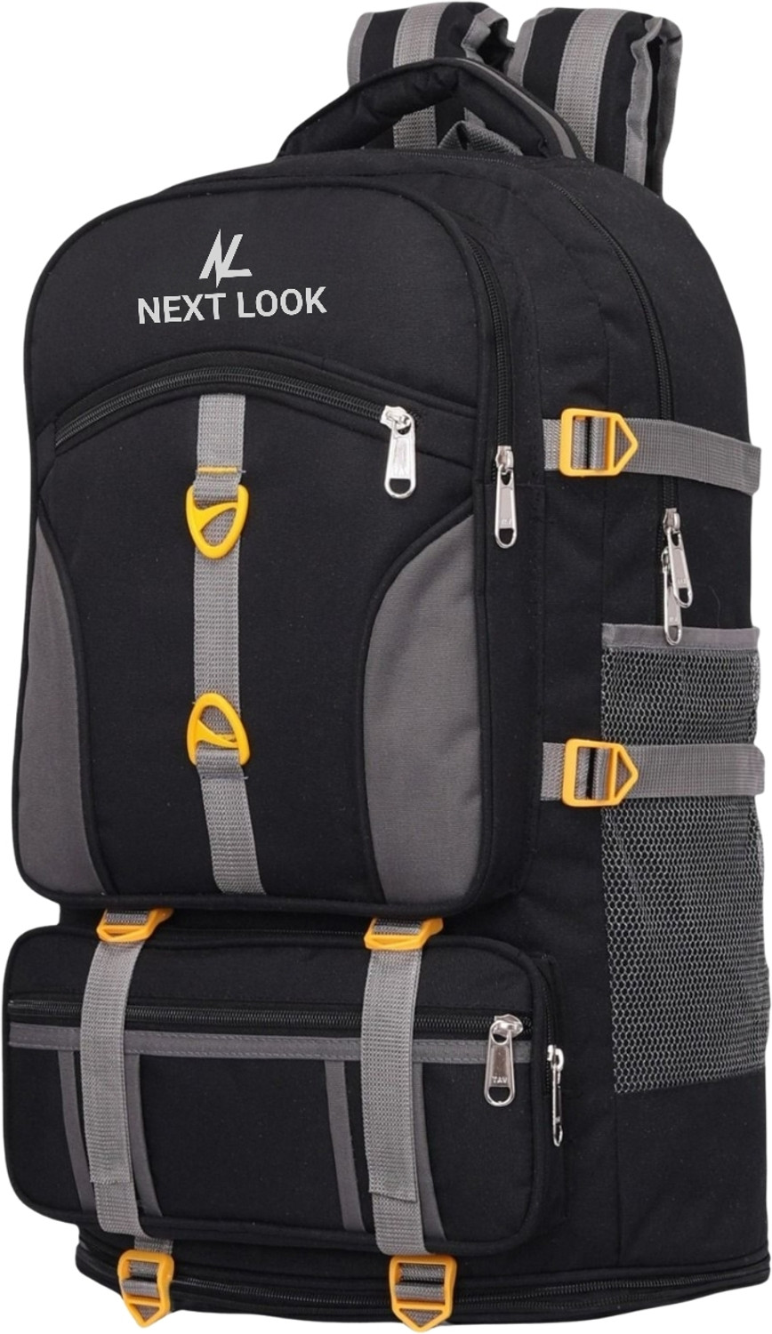 Image of Next Look Travel Bag Men 80 LTR Rucksack Travel Backpack Bag for Trekking, Hiking Duo Clip Rucksack - 80 L (Black, Grey)