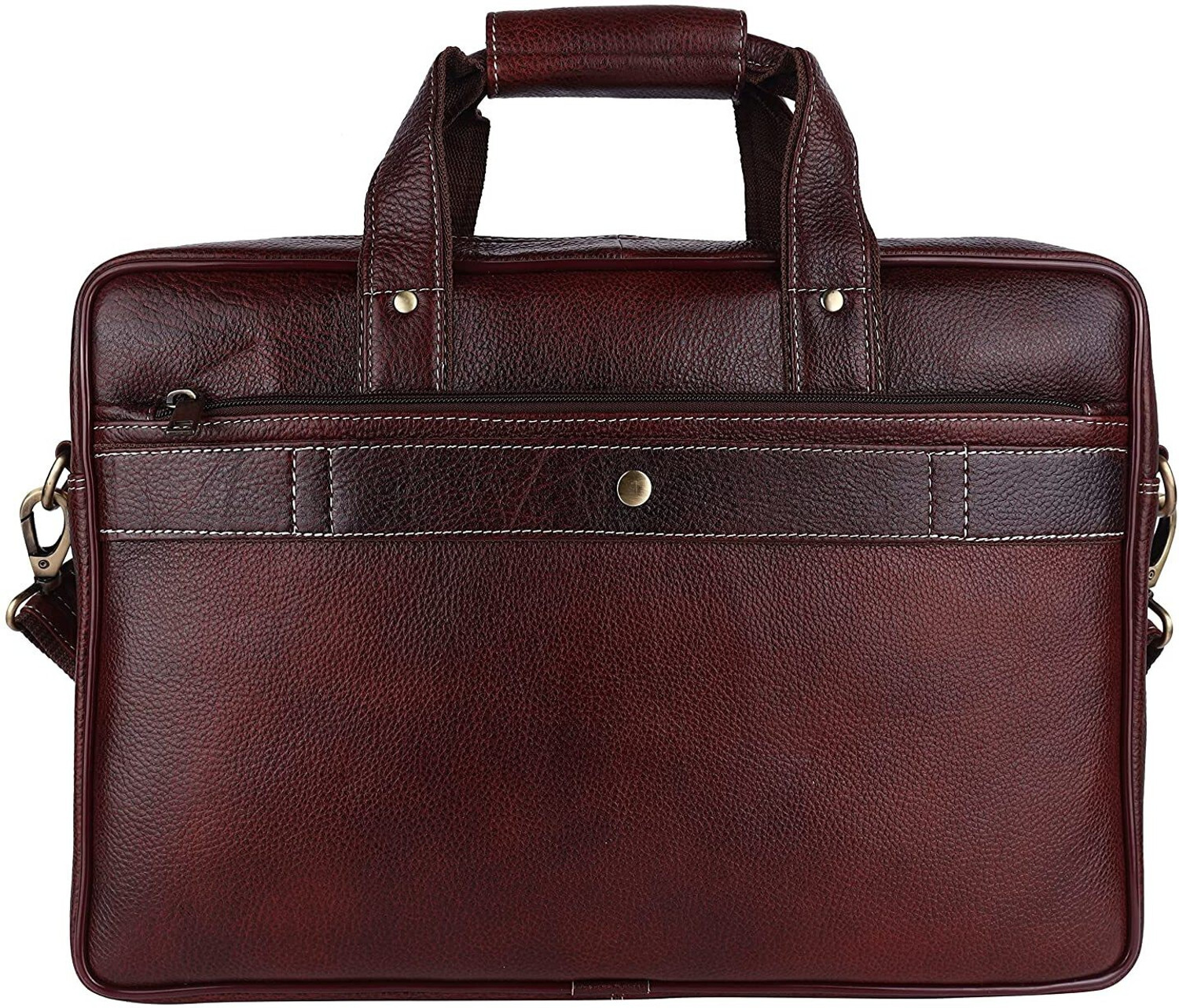 Image of KEEGAN 100% Genuine Premium Leather 16 inch Briefcase Laptop Messenger Office Bag Messenger Bag