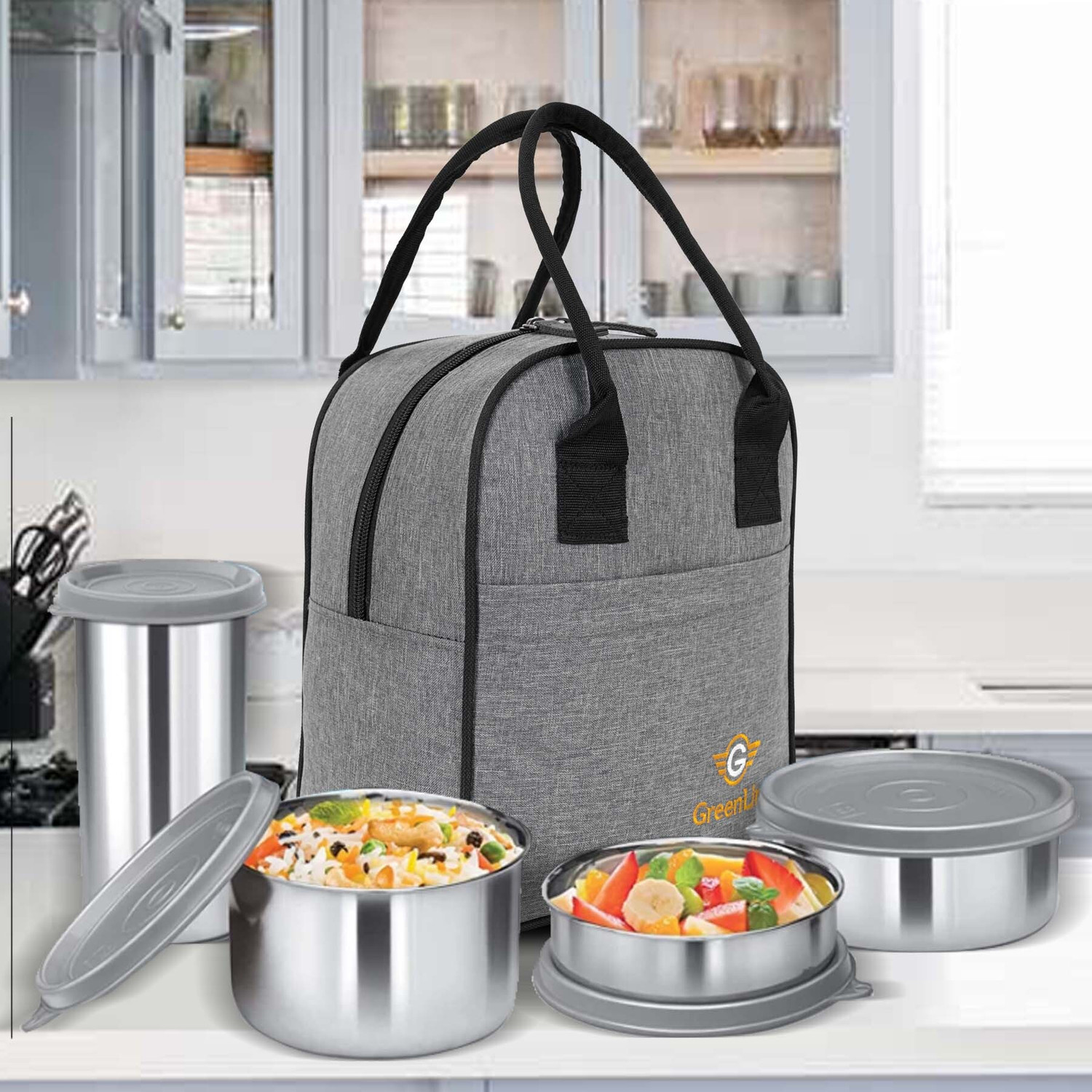 Image of GREENLINE Combo 2PC ,Insulated Lunch Bag for School Collage Office &Picnic for Boys & girl Waterproof Lunch Bag