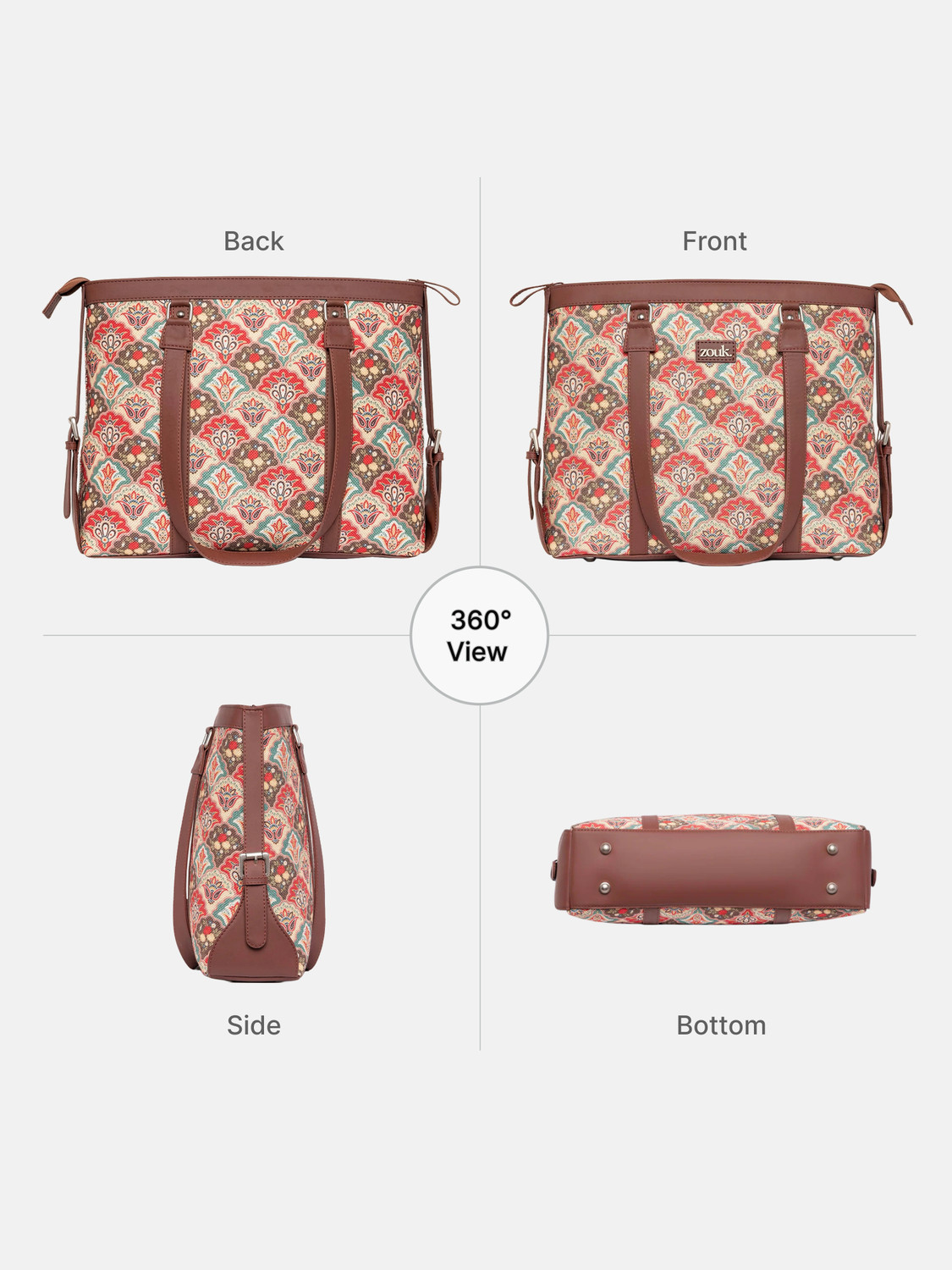 Image of ZOUK Women's Office Bag for multipurpose use /Printed office bag for women Shoulder Bag (Multicolor, 5 L)