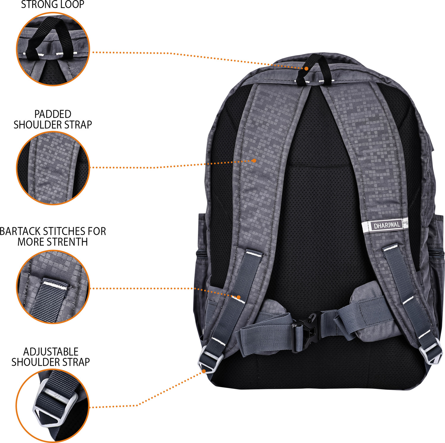 Image of Dhariwal bags Attached USB Cable With Rain Cover LB-108 49 L Laptop Backpack