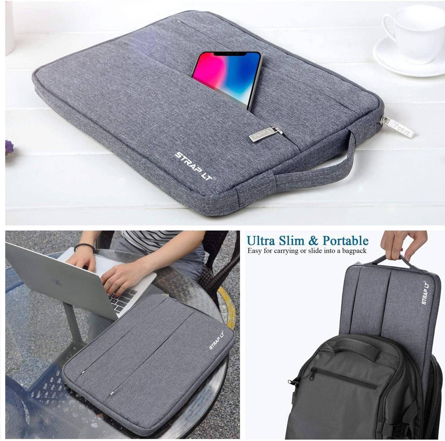 Straplt 13.6-14 Inch Laptop Sleeve, Grey - Image 3