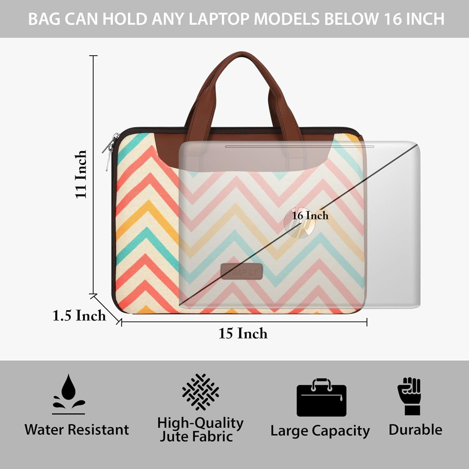 Image of Straplt Jute Handcrafted Stylish & Durable Bag For Office, College, Travel 14 inch Waterproof Laptop Sleeve /Cover