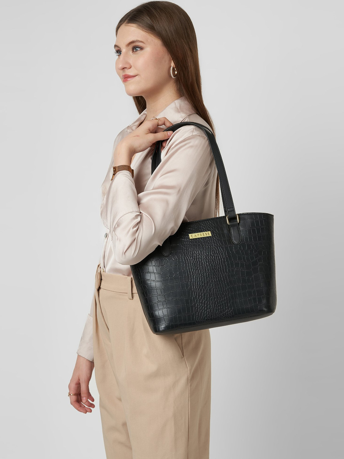 Image of Caprese York Tote Medium Black Bag for Women Multipurpose Bag