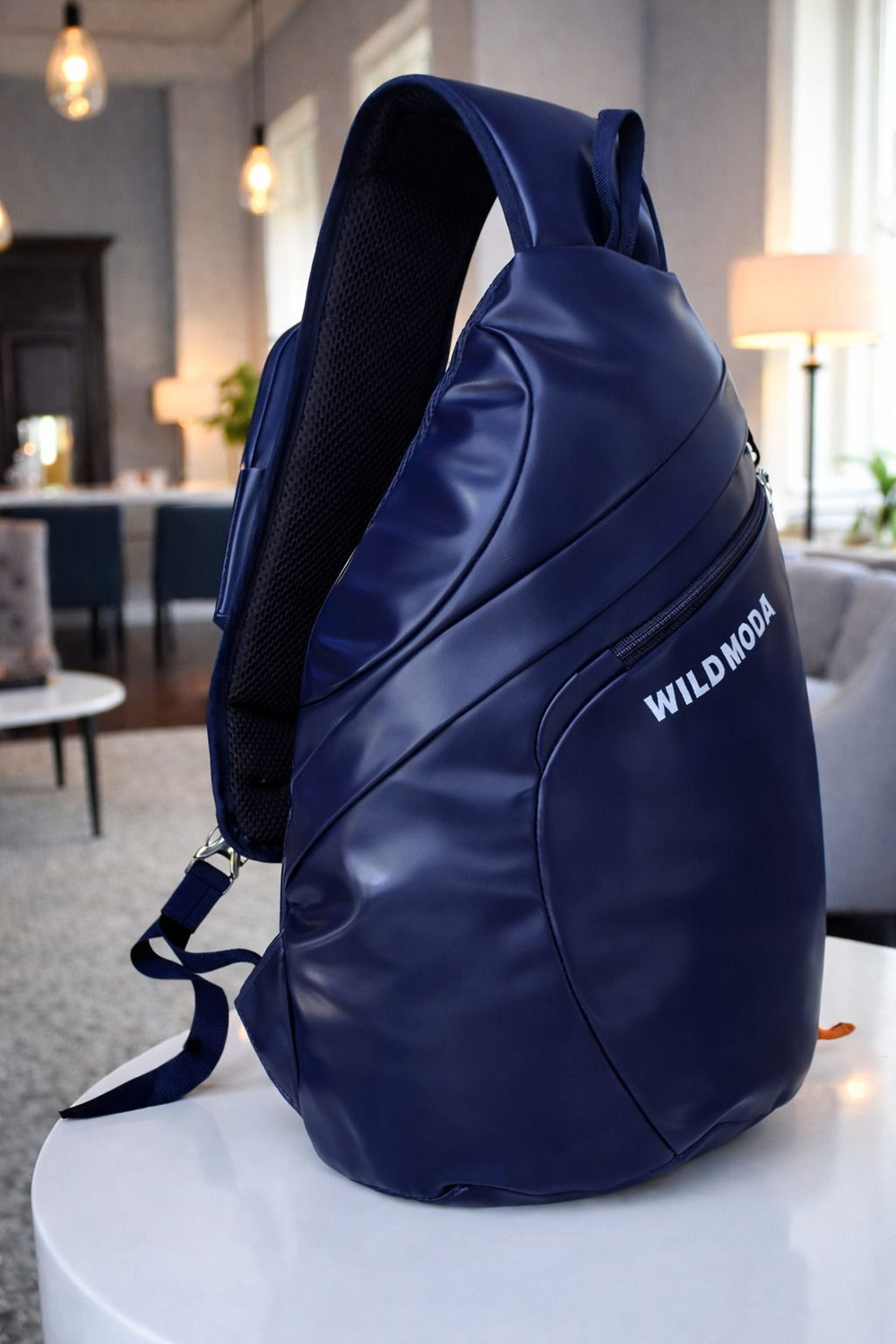 Image of Wildmoda Premium Faux Leather Cross Body Backpack for Travel, College, Tuition etc. Waterproof School Bag