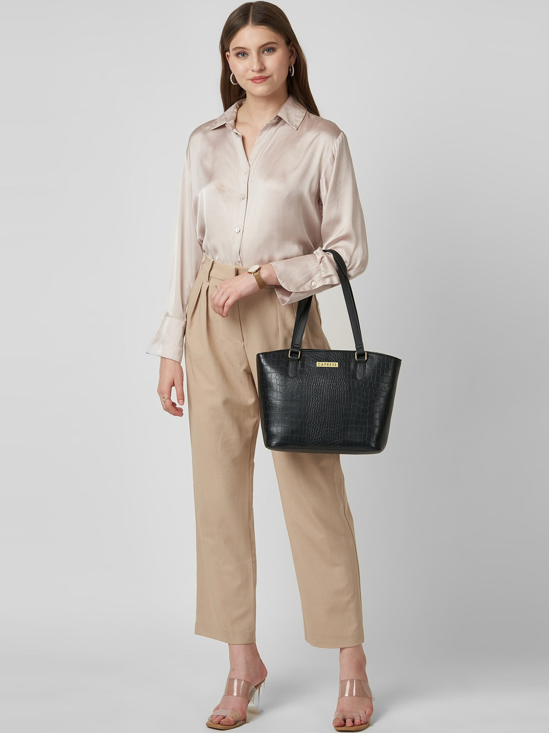 Image of Caprese York Tote Medium Black Bag for Women Multipurpose Bag