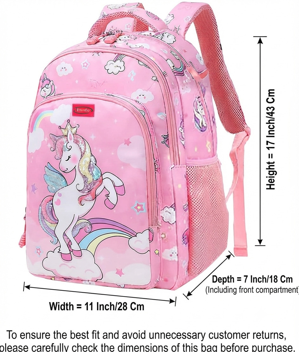 Frantic Printed Kids School Bag for Daily Use(RR Pink Dancing Unicorn ...