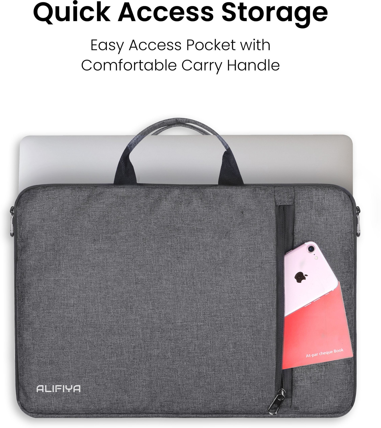 Image of Alifiya Macbook Bag Case with Handle & Charger Pouch for Men and Women Laptop Sleeve /Cover