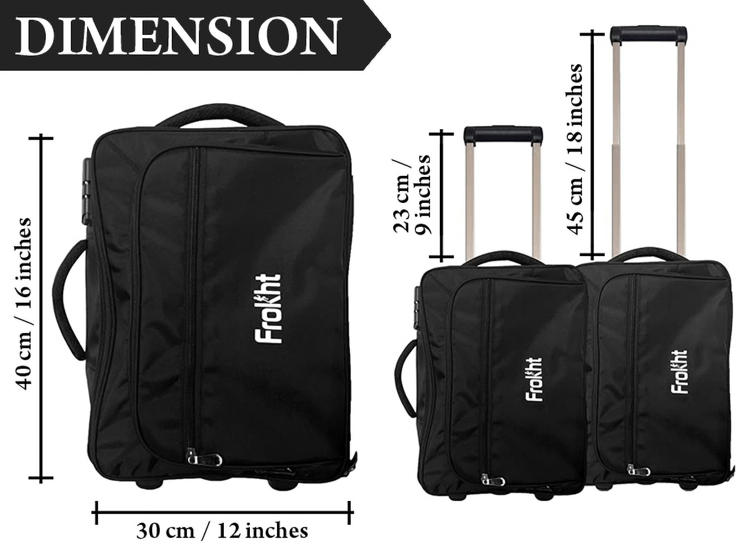 Image of frokht Business Trolley Bag 1K Danier Black Overnighter Laptop Trolley Case Multipurpose Bag (Black, 24 L)
