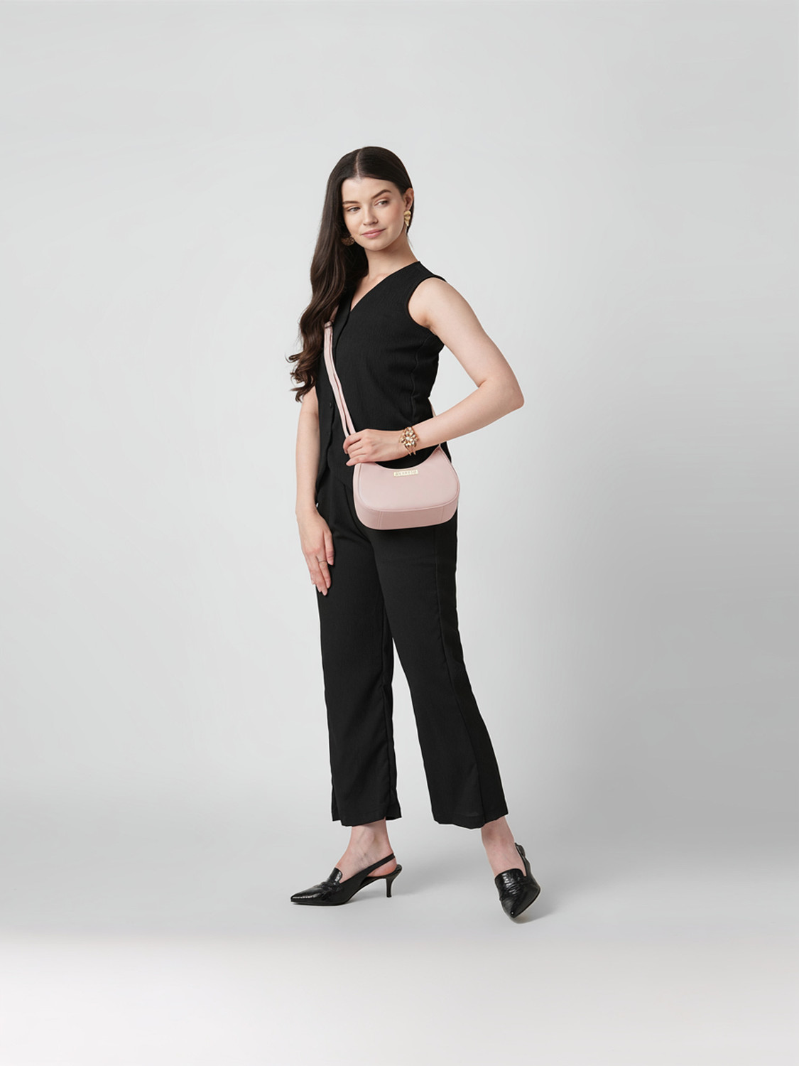 Image of Caprese Omni Sling Small Powder Pink Bag for Women Sling Bag