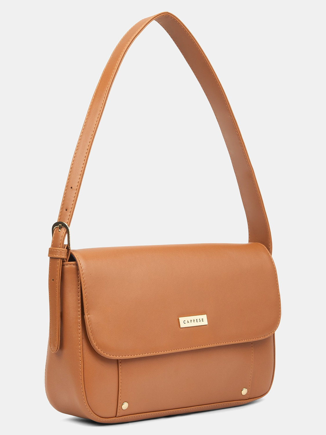 Image of Caprese Clover Baguette Large Tan Handbag for Women Shoulder Bag with Adjustable Strap Shoulder Bag