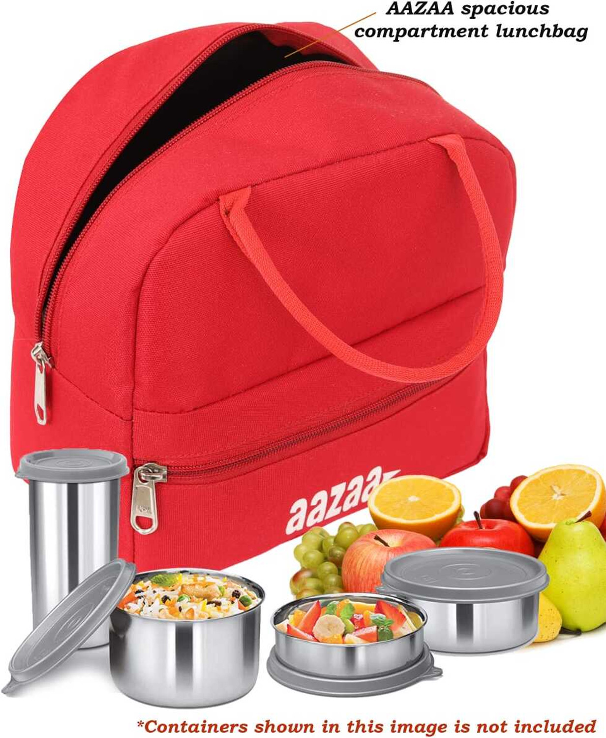 Image of Mobophono MULTIPURPOSE POLYSTER FABRIC FASCINATING TIFFIN BAG FOR LUNCH BOXES Waterproof Lunch Bag (Red, 3 L)
