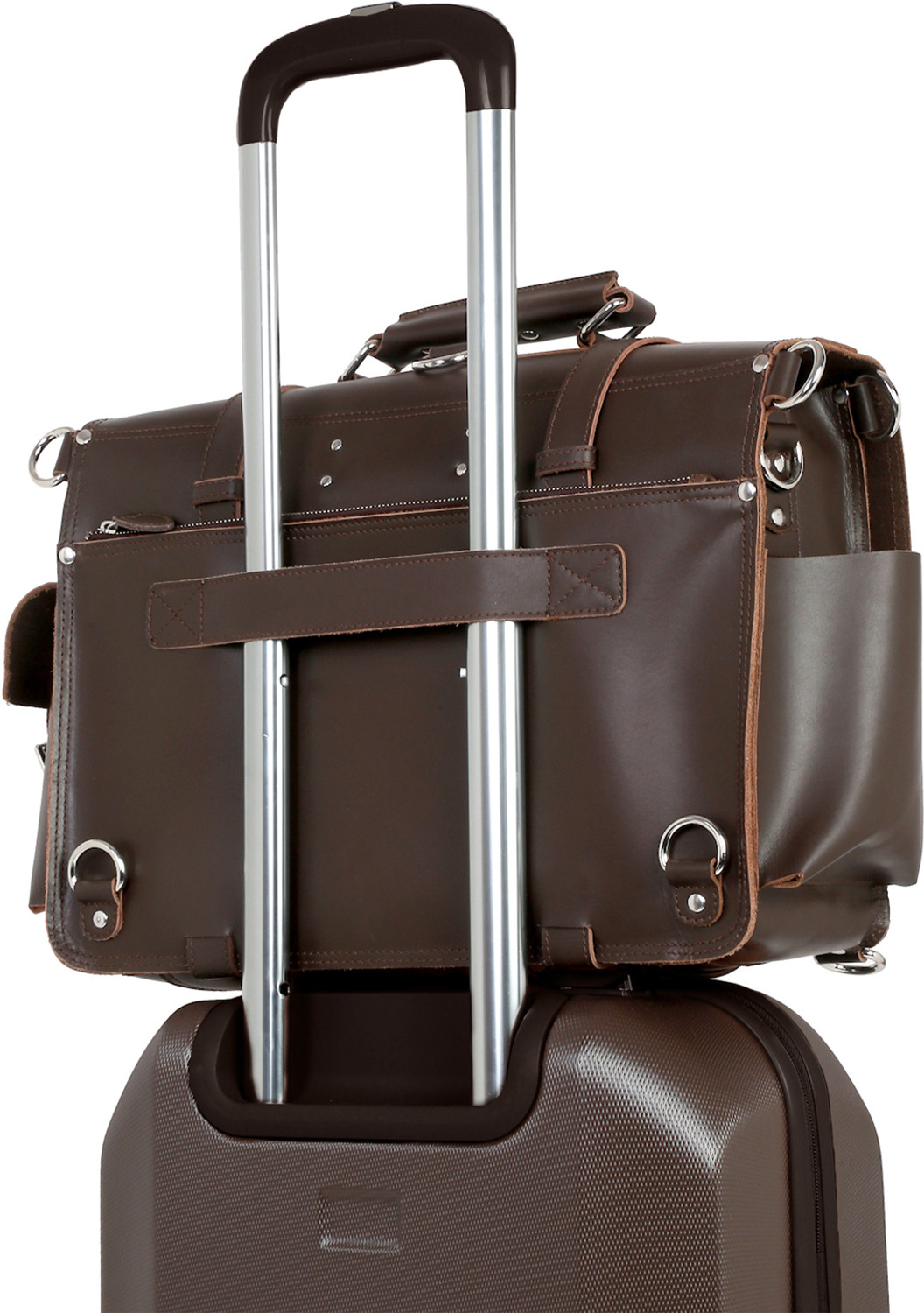 Image of LOUIS STITCH Men's Brown Italian Leather Laptop Briefcase Bag Messenger Bag