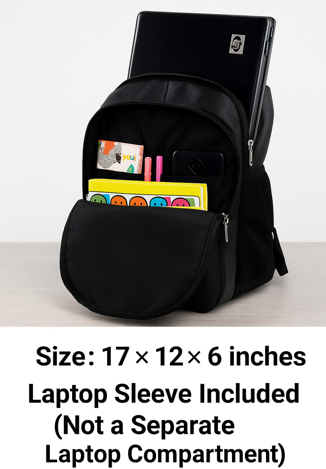 Image of Airwin 18-inch Leather Office Bag | 2 Compartment Waterproof Backpack for Boys & Girls Waterproof School Bag