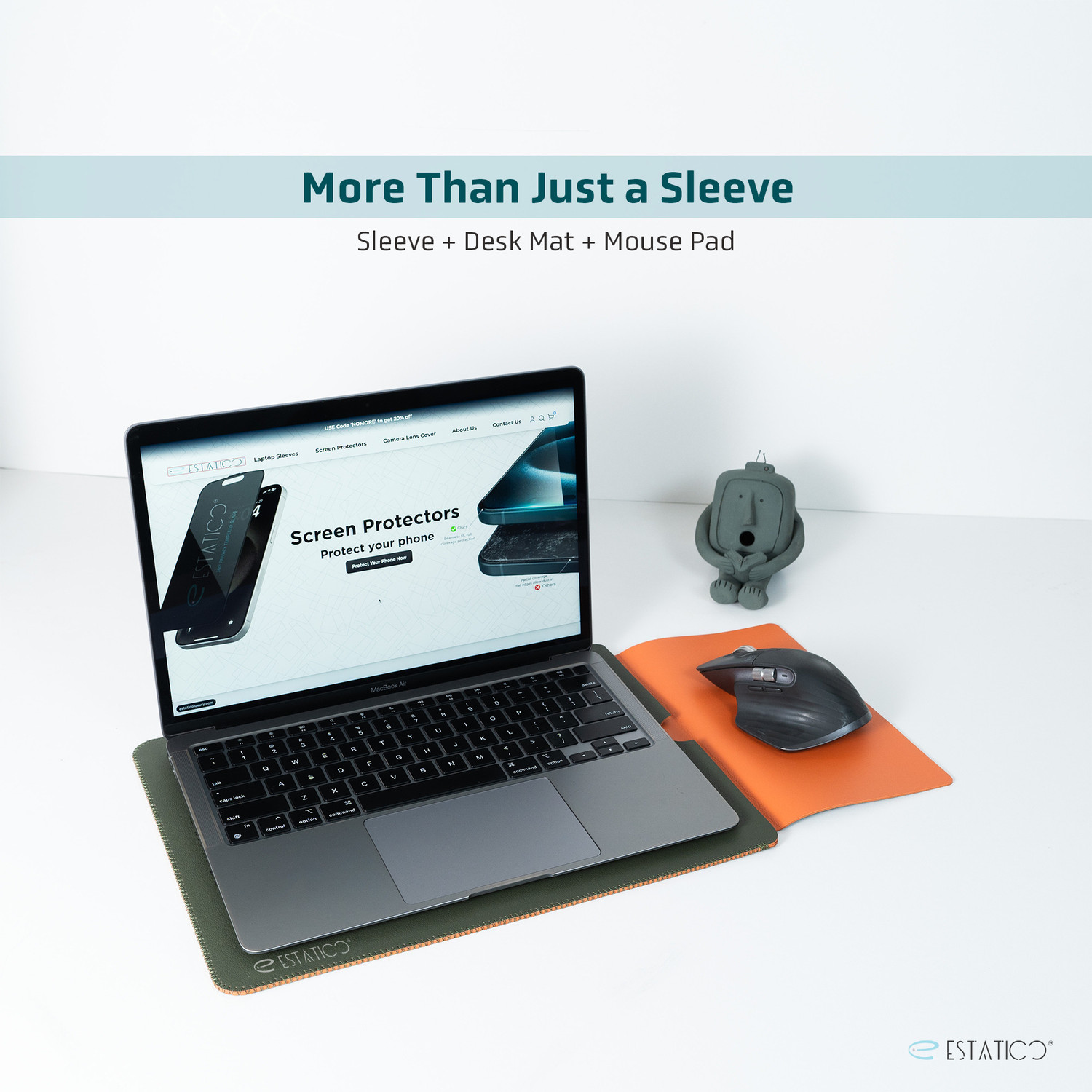 Image of ESTATICO 2 in 1 PU Leather Sleeve, Desk Mat & Mouse Pad Laptop Sleeve Laptop Sleeve /Cover