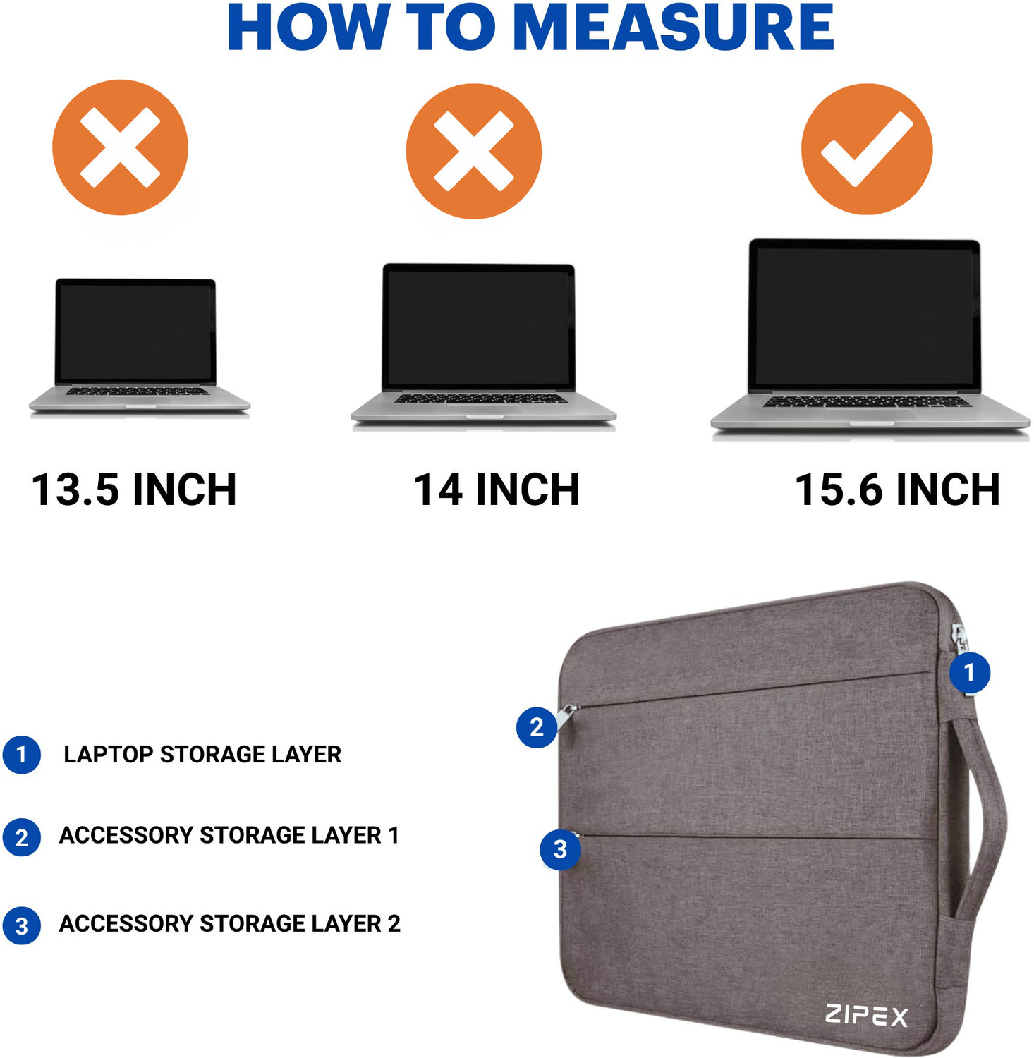Image of ZIPEX 16 Inch Compact Laptop Case with Handle Waterproof Laptop Sleeve /Cover