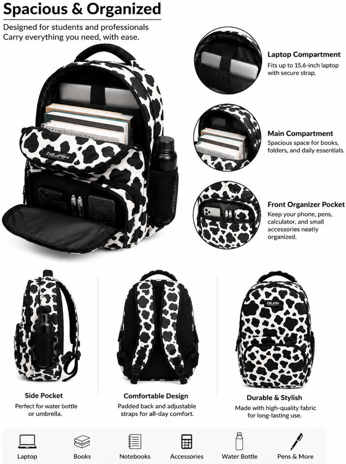 Image of Dejan School Bag for Boy Girl Travel College Picnic Laptop Backpack Waterproof Daypack Waterproof School Bag