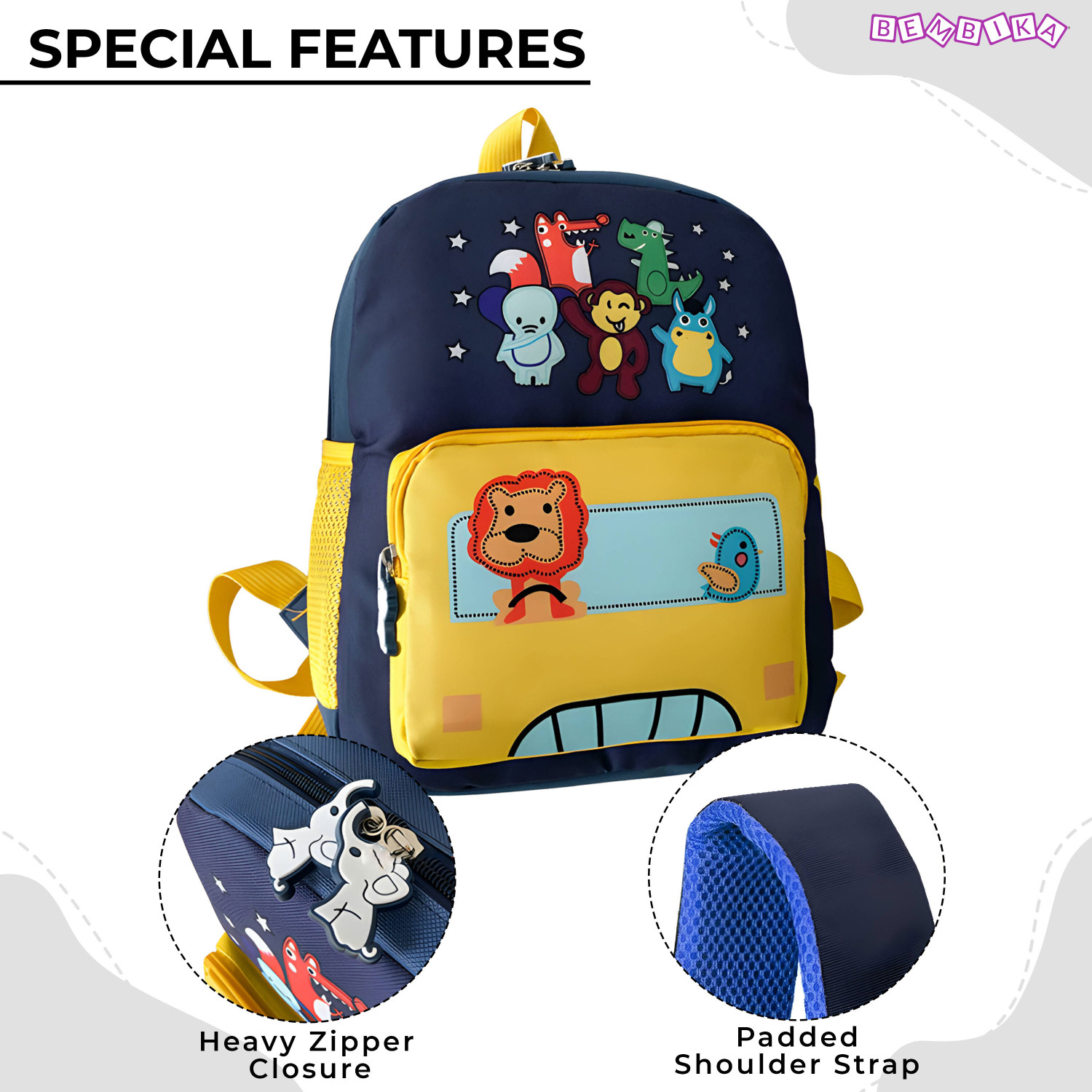 Image of Bembika Kindergarten Cute Cartoon Kids School Bag for Boys and Girls, Toddler- Yellow School Bag