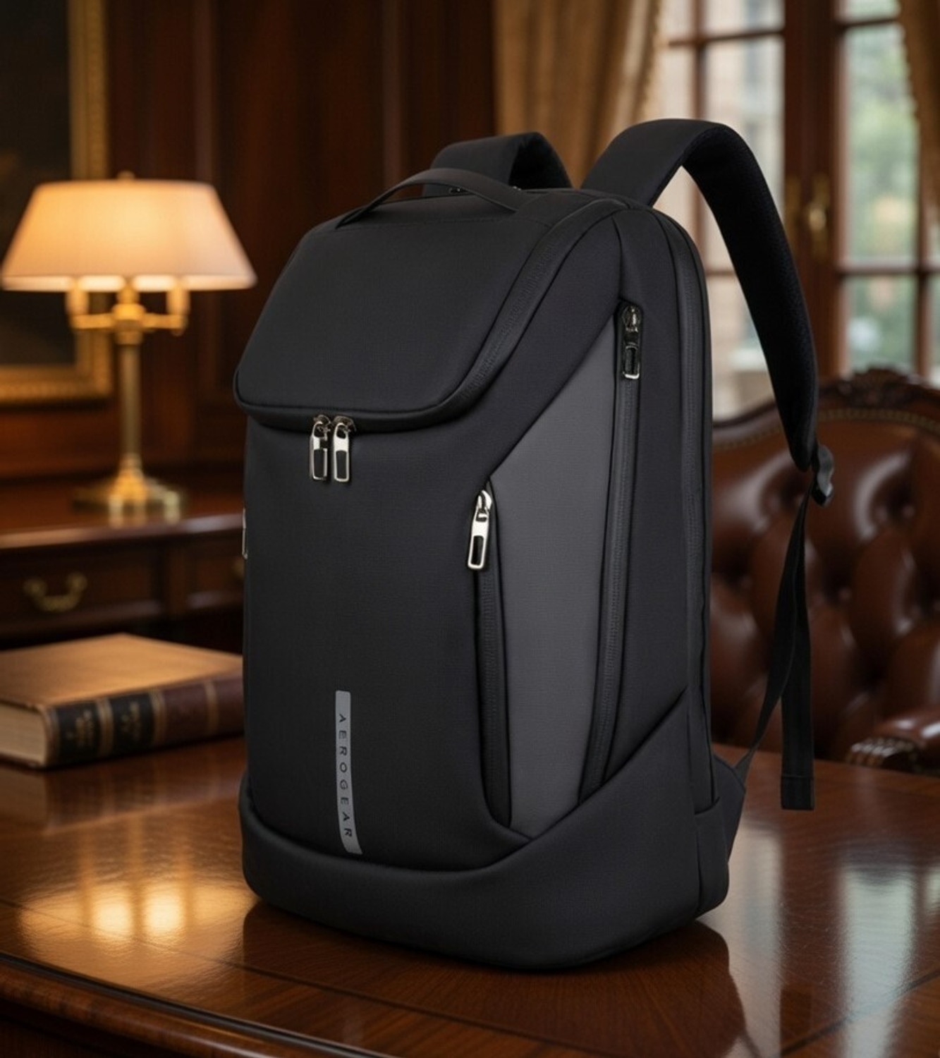 Image of aerogear Premium Anti-Theft Business Backpack for Men & Women, Office, Travel Waterproof Shoulder Bag (Black, Grey, 30 L)