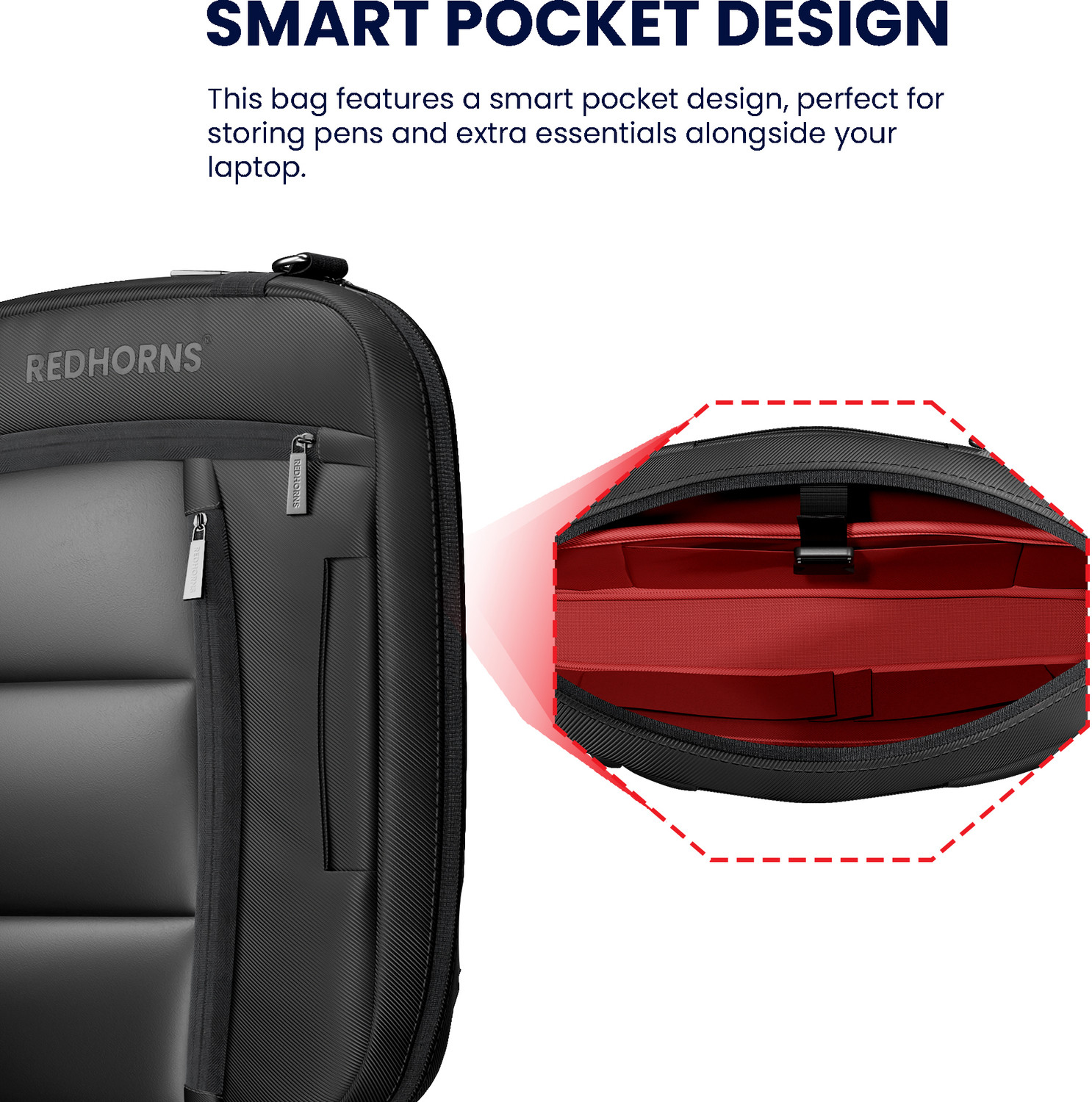 Image of REDHORNS 2-in-1 Convertible Laptop Backpack 15.6 Inch Unisex Slim Briefcase with Padded Waterproof Backpack