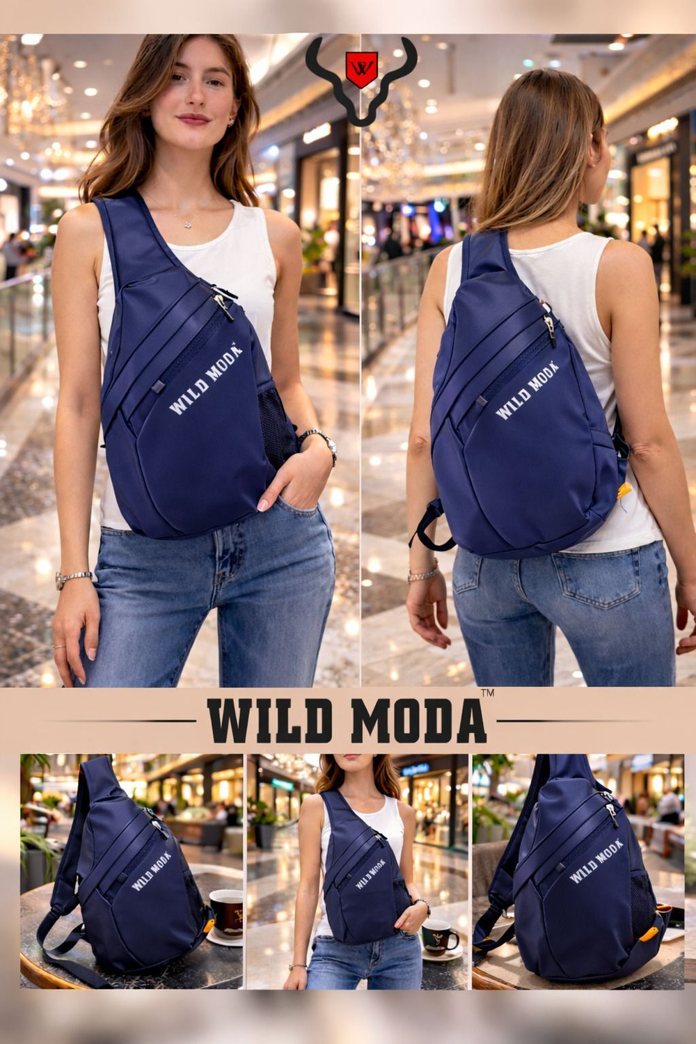 Image of Wildmoda Premium Faux Leather Cross Body Backpack for Travel, College, Tuition etc. Waterproof School Bag