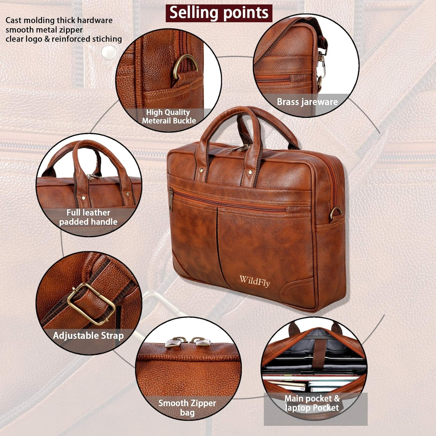 Image of IMPEX 16 Inch Vegan Leather Laptop Messenger bag Waterproof Messenger Bag