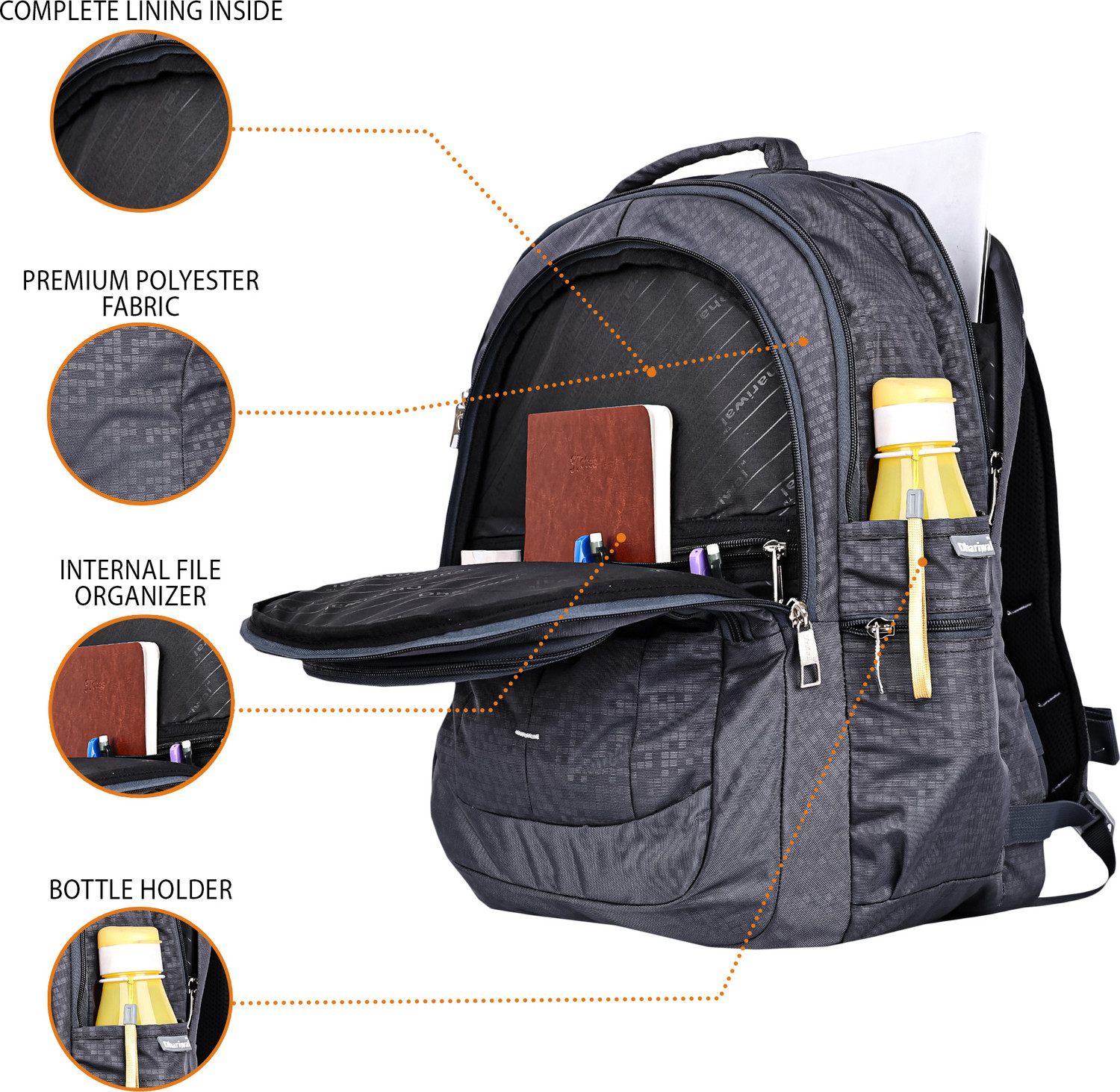 Image of Dhariwal bags Attached USB Cable With Rain Cover LB-108 49 L Laptop Backpack