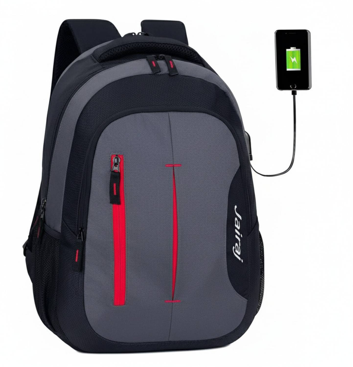JairaJ 36L Black Laptop Backpack with USB Charging - Image 1