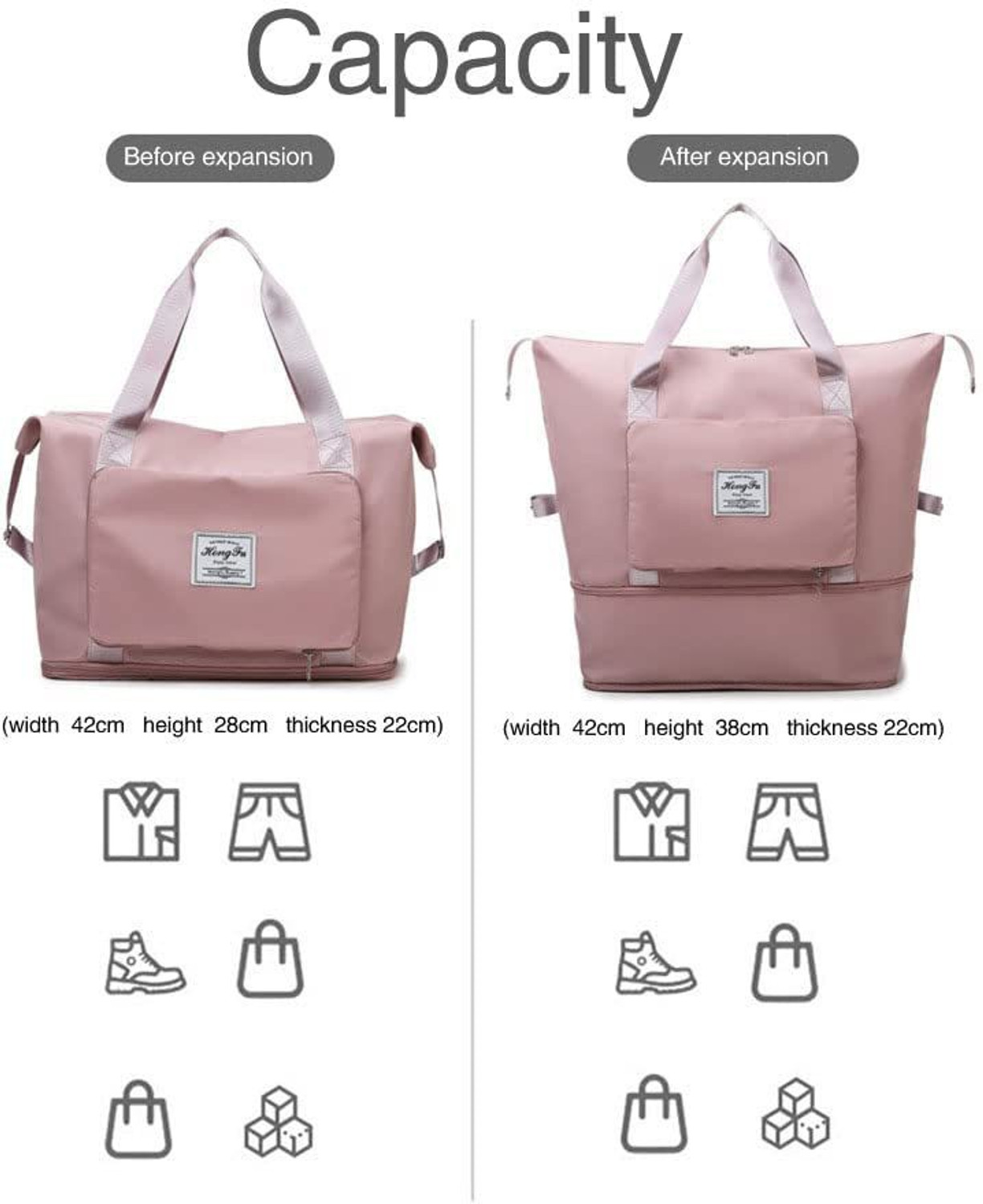 Image of Raahi Enterprise Foldable Travel Duffle Bags (Pink) Waterproof Multipurpose Bag