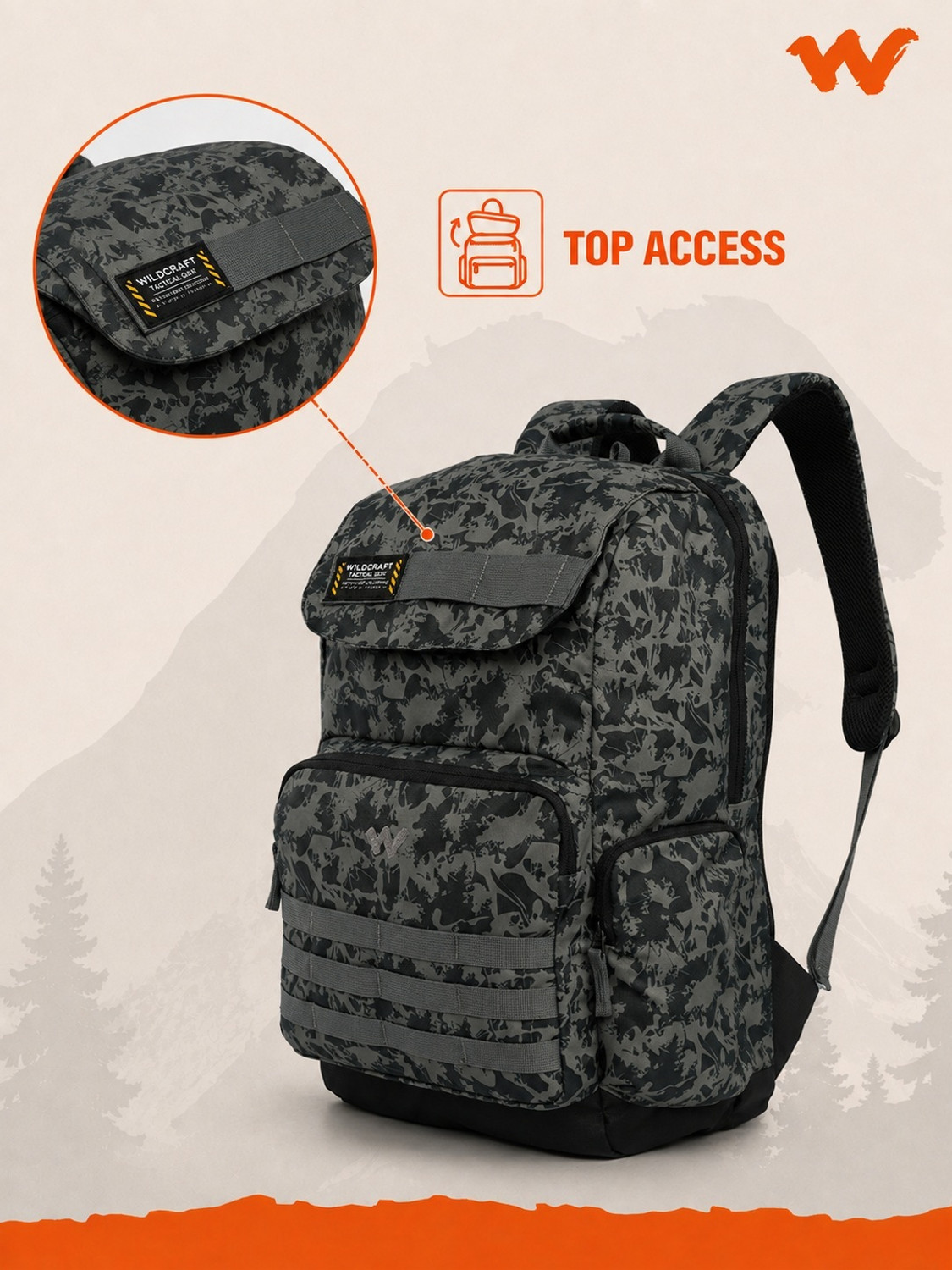 Image of Wildcraft Safara Pro LPBP 35L Camo-Black Waterproof Backpack