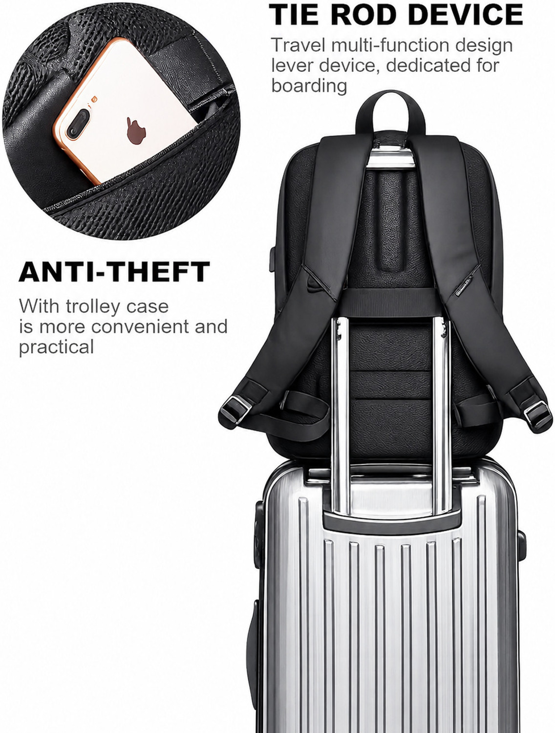 Image of WAVELO Large 45 L Laptop Backpack Expandable Anti Theft feature business /Travel /luggage Waterproof Backpack