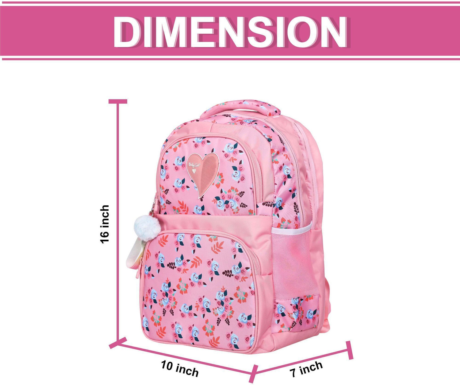 Image of Baby Girl korean style school bag for girls |school bag for girls class 9| Pink Color Bag Waterproof School Bag