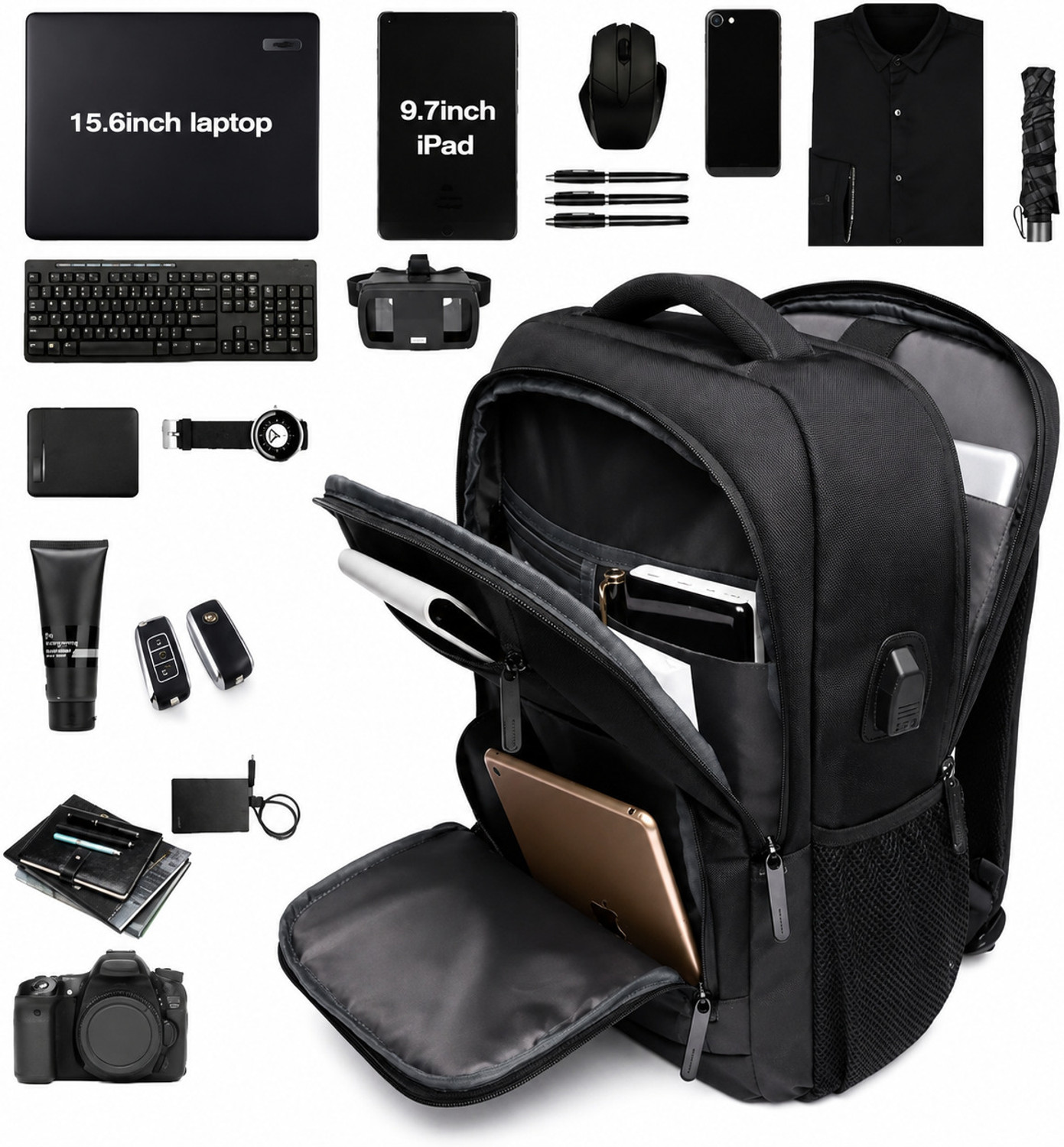 Image of WAVELO Large 45 L Laptop Backpack Expandable Anti Theft feature business /Travel /luggage Waterproof Backpack