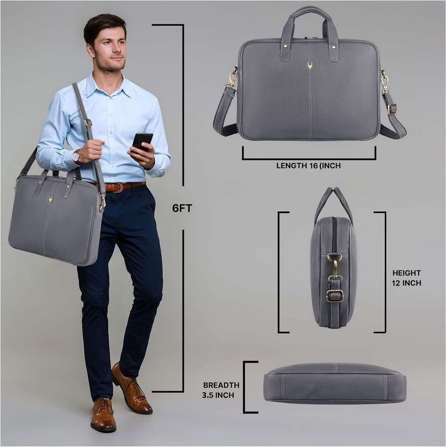 Image of WILDHORN Genuine Leather Laptop Messenger Bag for Men Messenger Bag