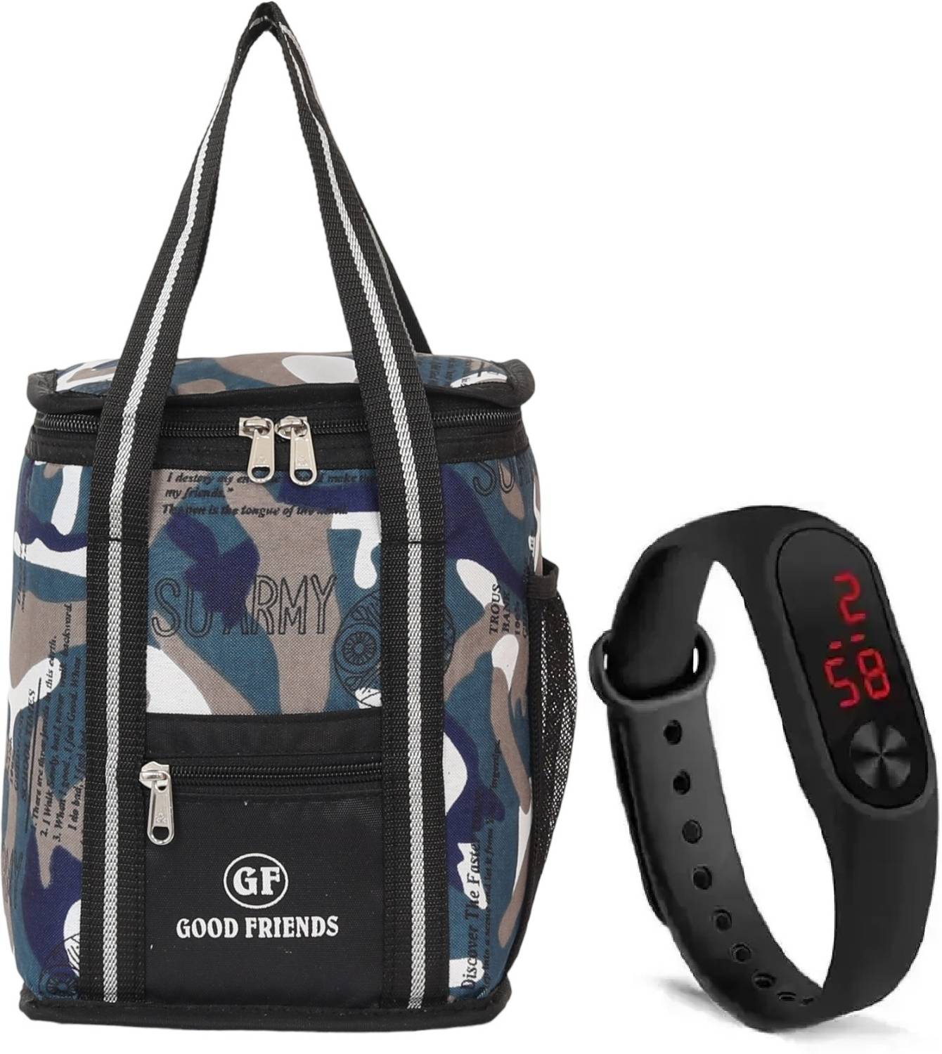 Capitalpoint New Model Lunch / Tiffin Bag for School Office Picnic & Led Watch Waterproof Lunch Bag