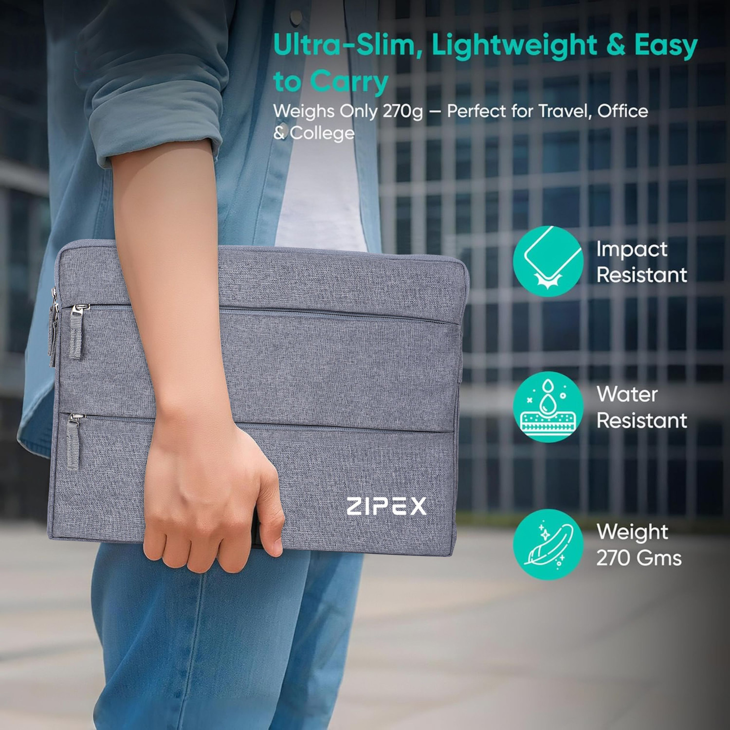 Image of ZIPEX SMARTER 14 Inch Laptop Case | for All 13-14 Inch Laptops | Waterproof Laptop Sleeve /Cover