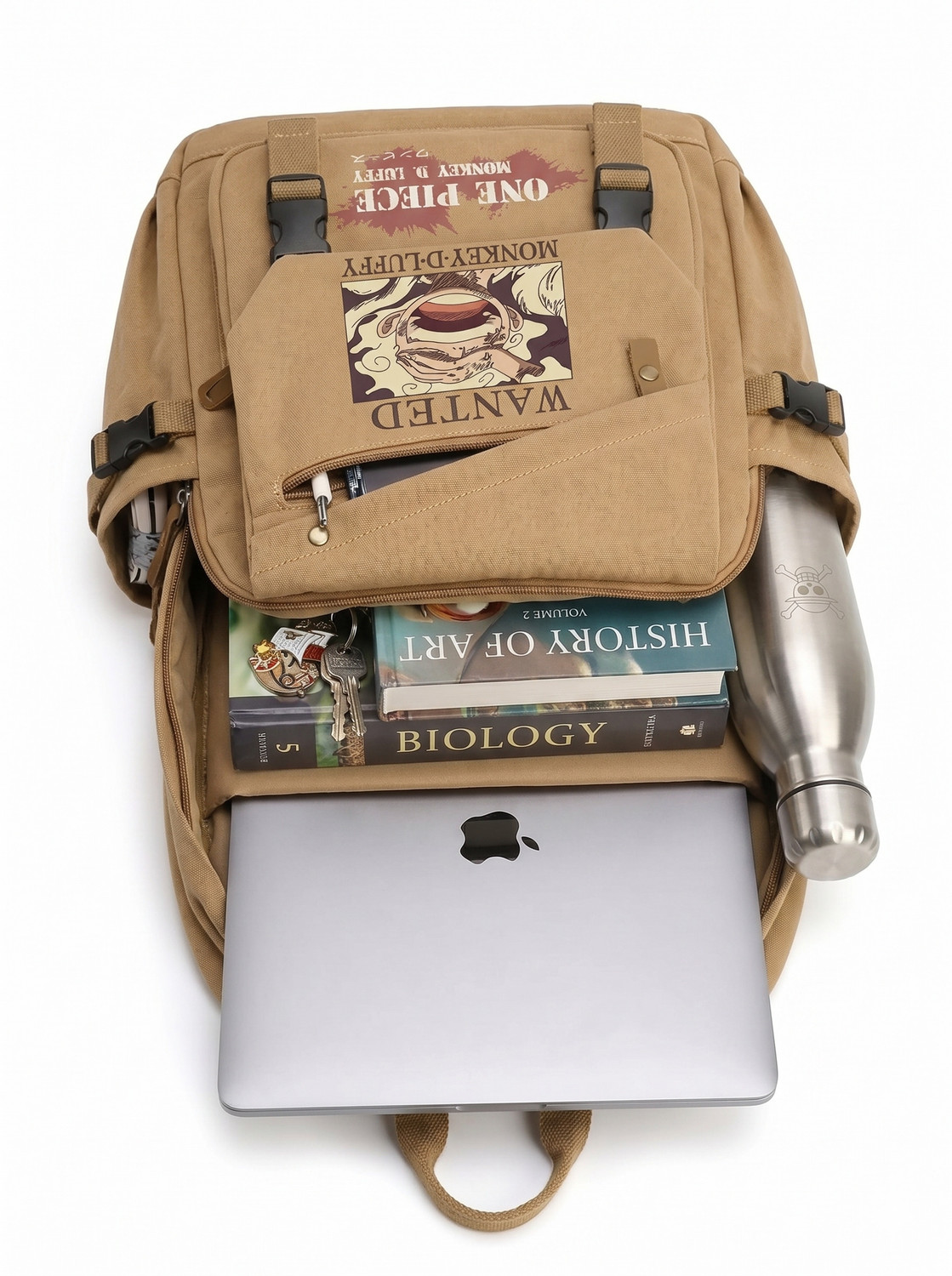 Image of RUVIDO CASO One Piece Luffy Wanted Backpack for Boys & Girls | Anime School & College Bag Backpack