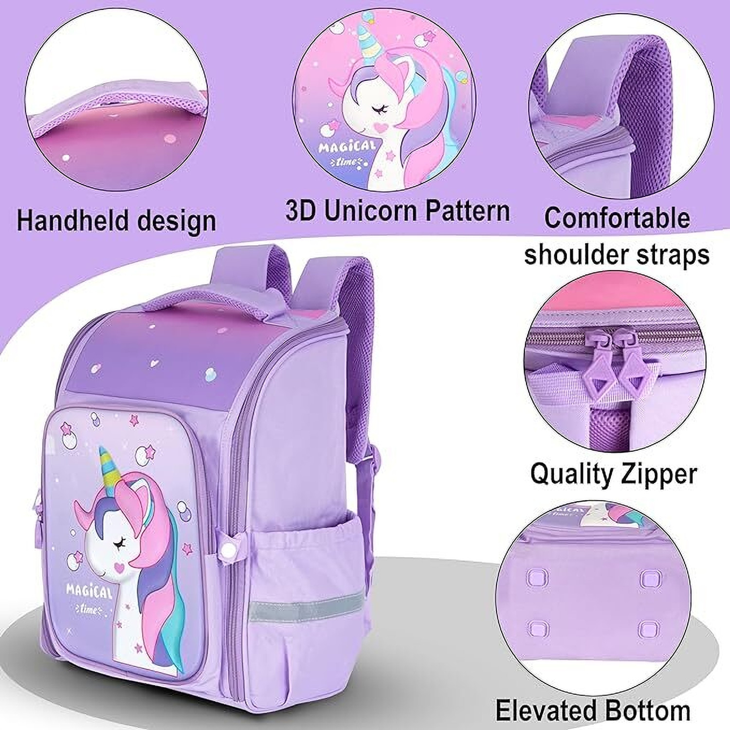 Image of Luranol Unicorn Backpack for Kids Stylish Durable Water-Resistant Shoulder School Bags Waterproof Backpack