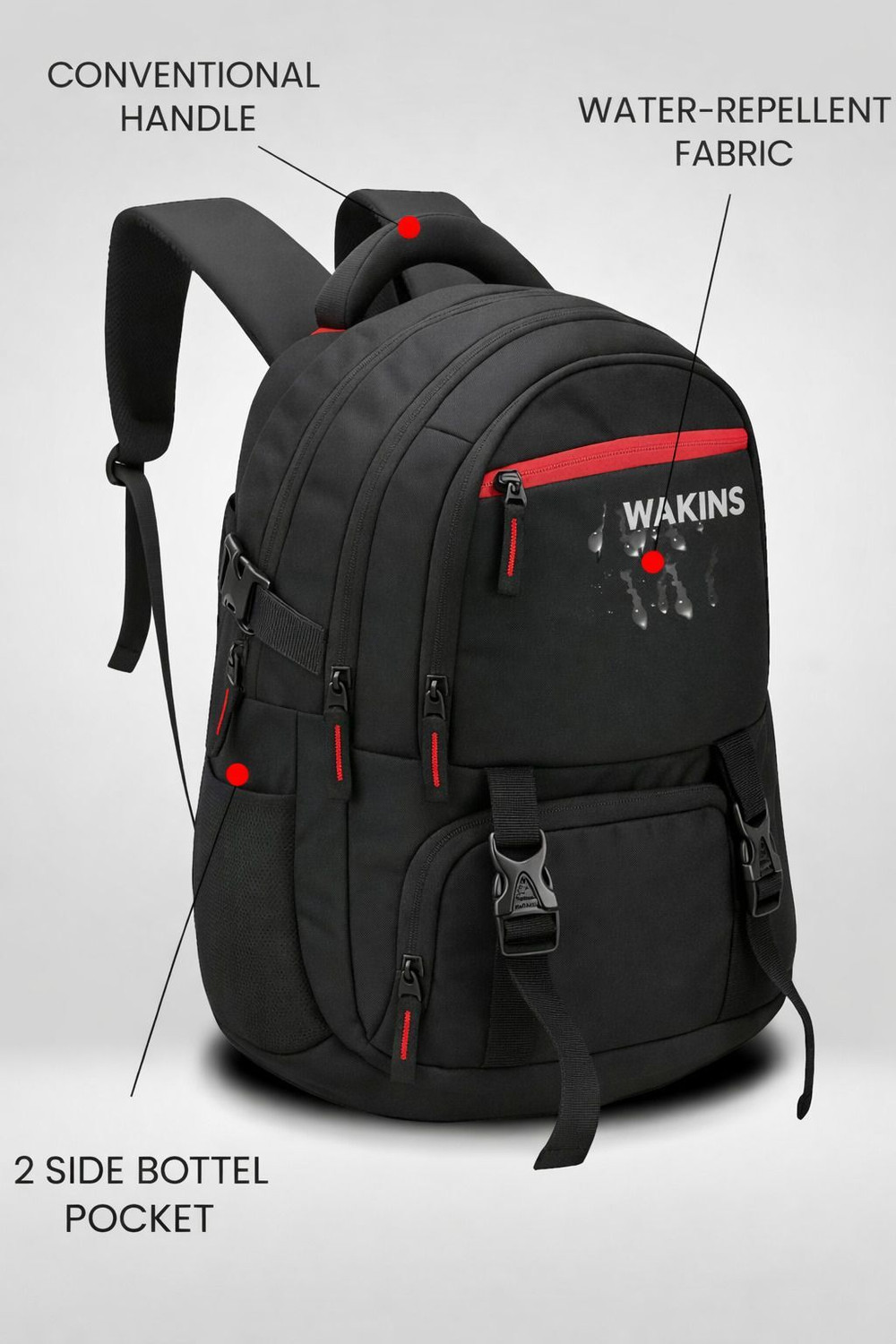 Image of Wakins TravelCore 40L | Water-Repellent Fabric | Large Capacity Unisex Backpack Waterproof Backpack
